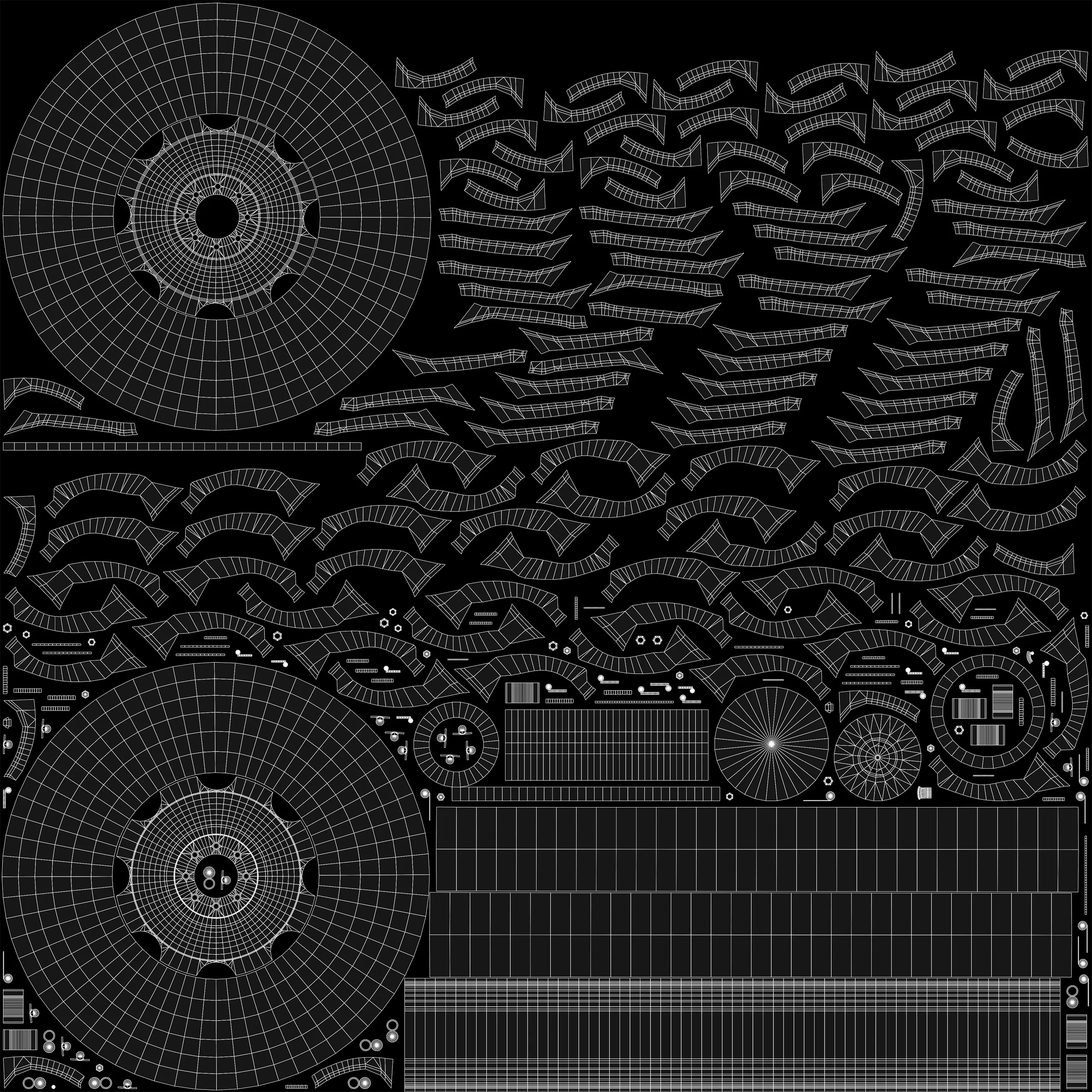 Collection of various wheels with LODs Low-poly 3D model_29