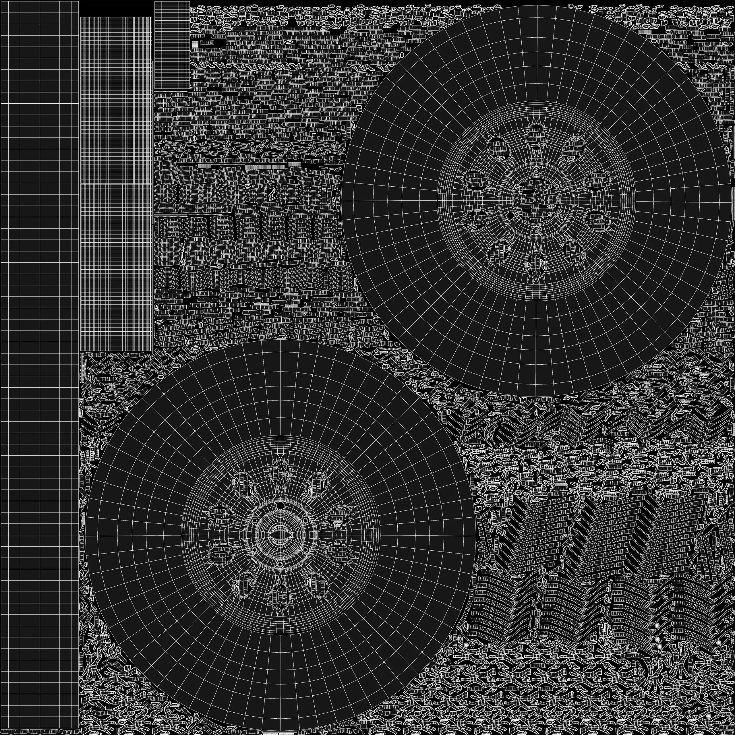 Collection of various wheels with LODs Low-poly 3D model_15