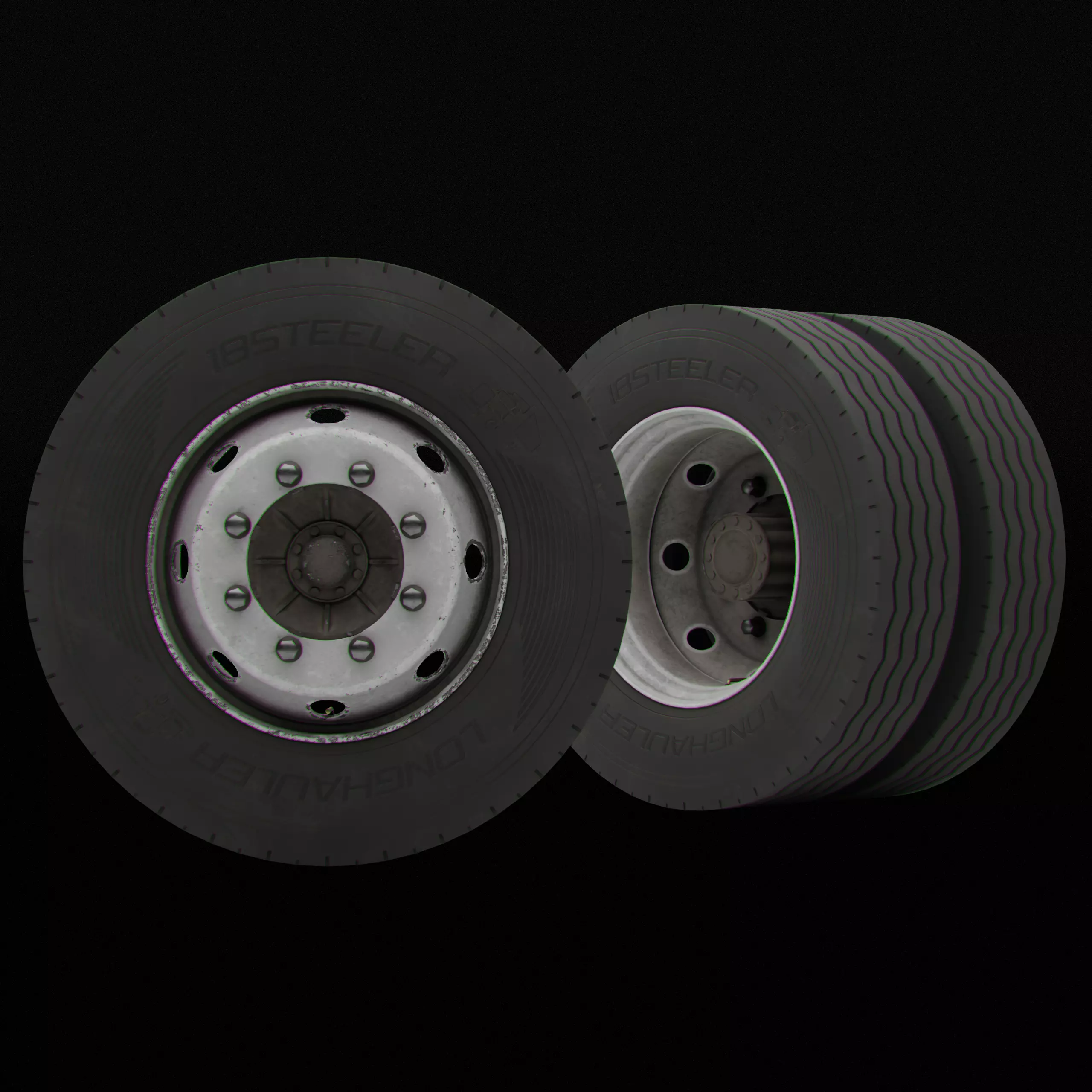 Collection of various wheels with LODs Low-poly 3D model_19