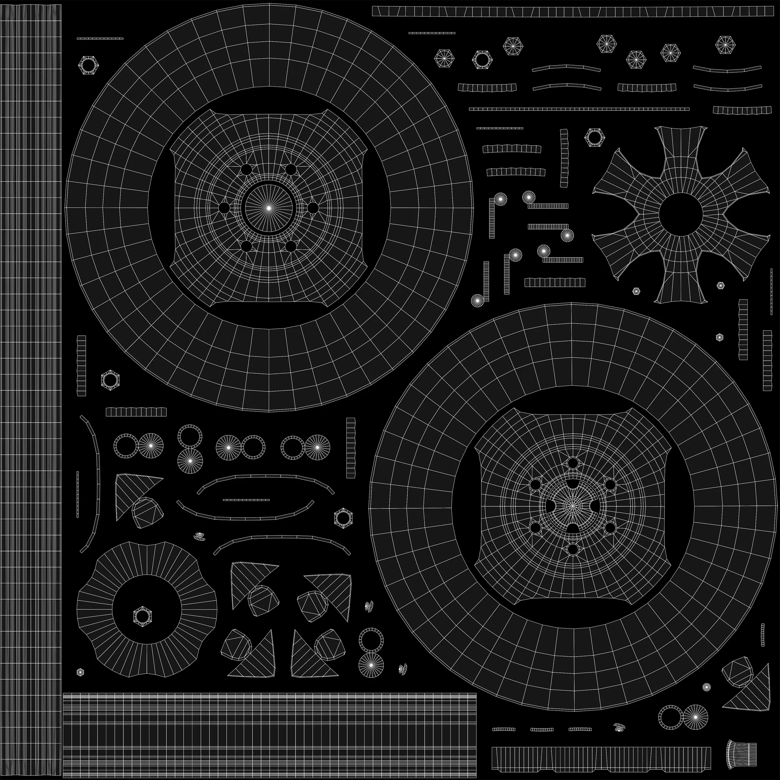 Collection of various wheels with LODs Low-poly 3D model_28