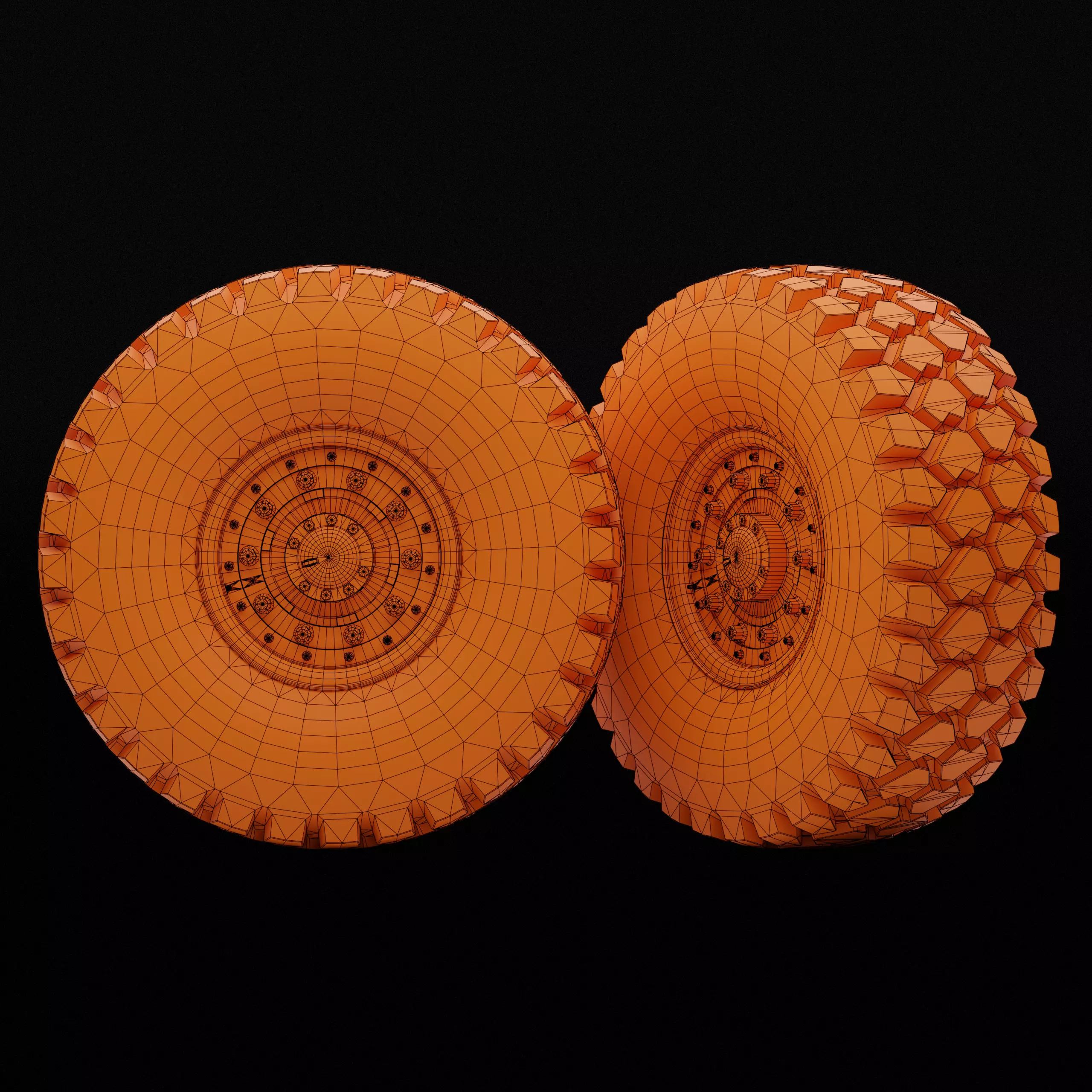 Collection of various wheels with LODs Low-poly 3D model_35