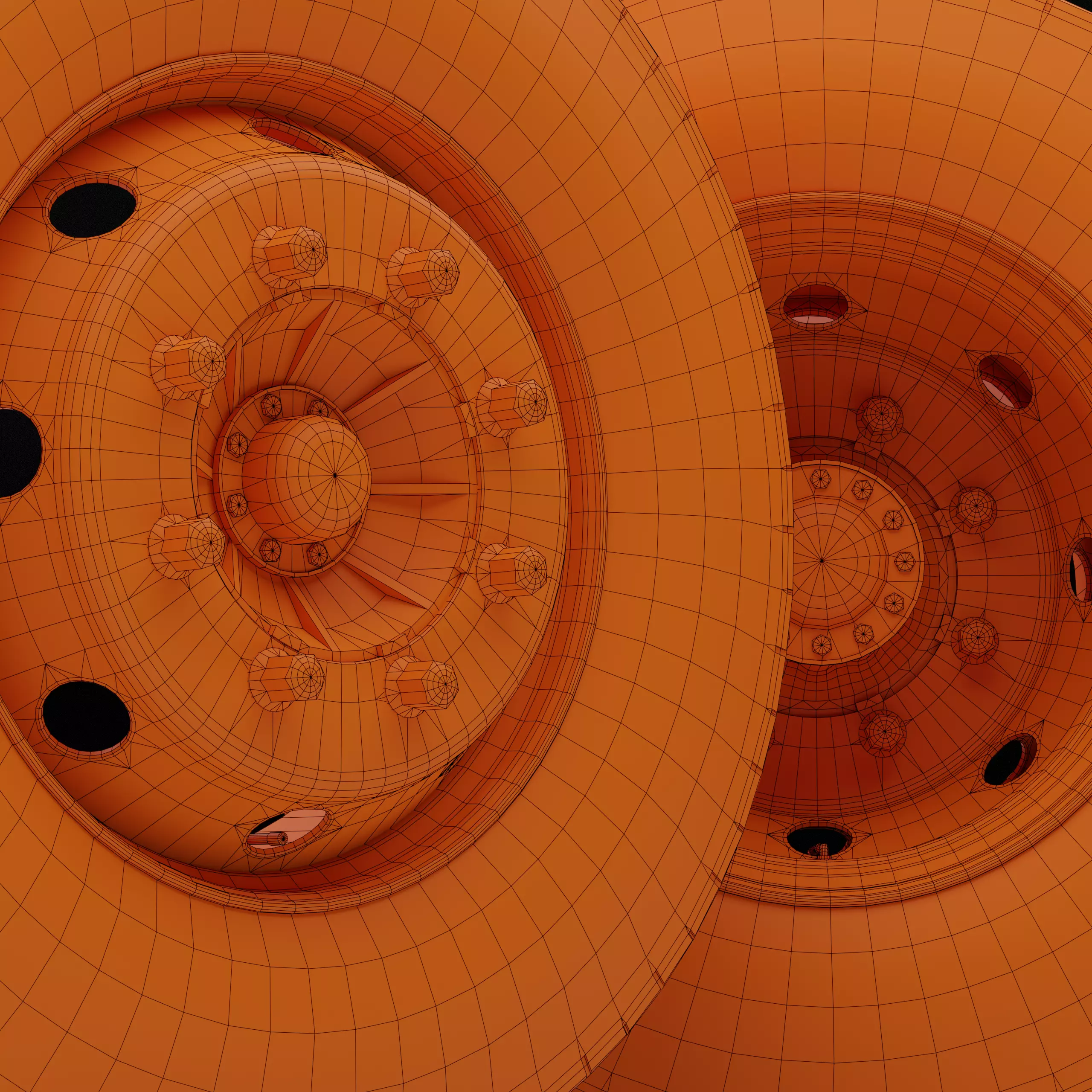 Collection of various wheels with LODs Low-poly 3D model_18