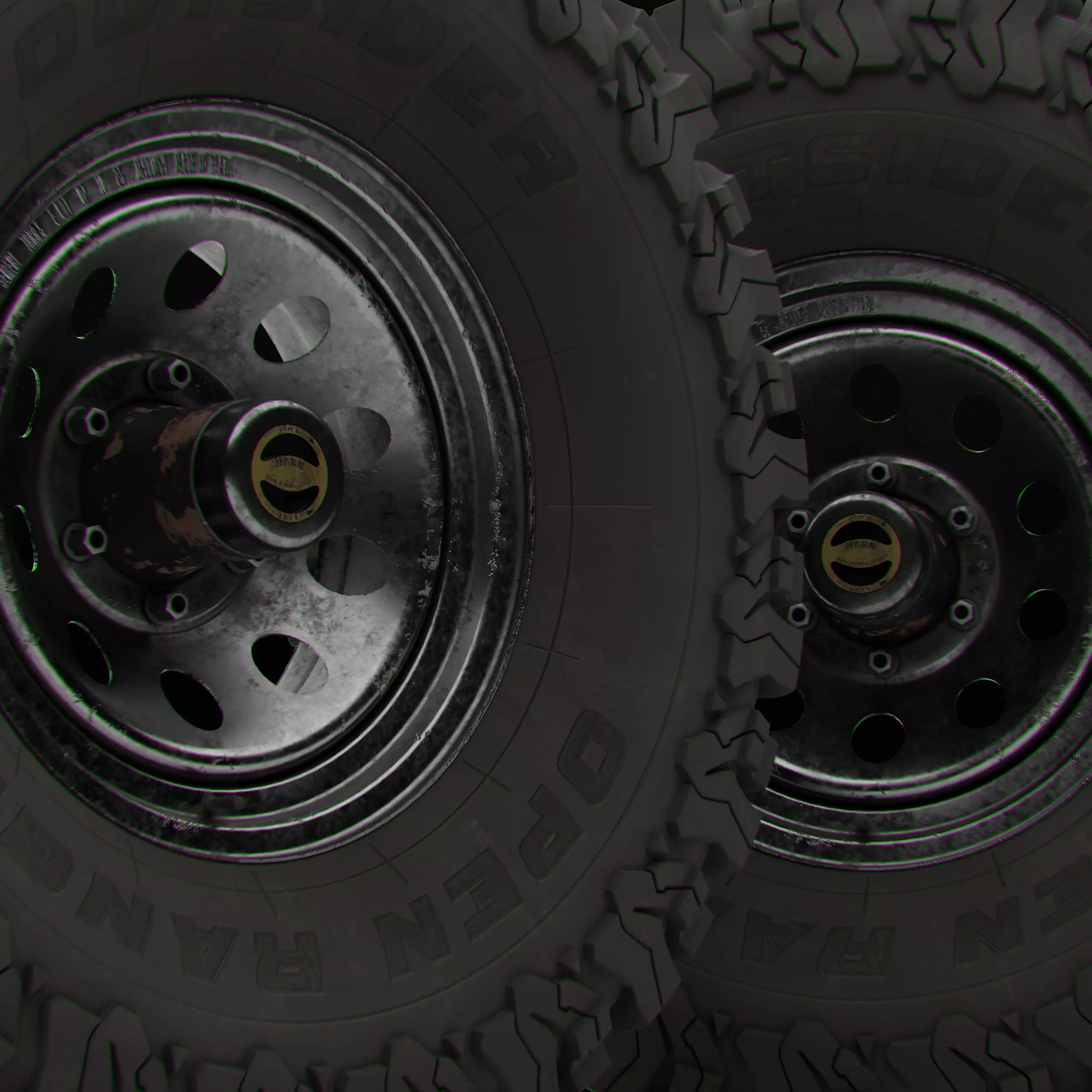 Collection of various wheels with LODs Low-poly 3D model_9