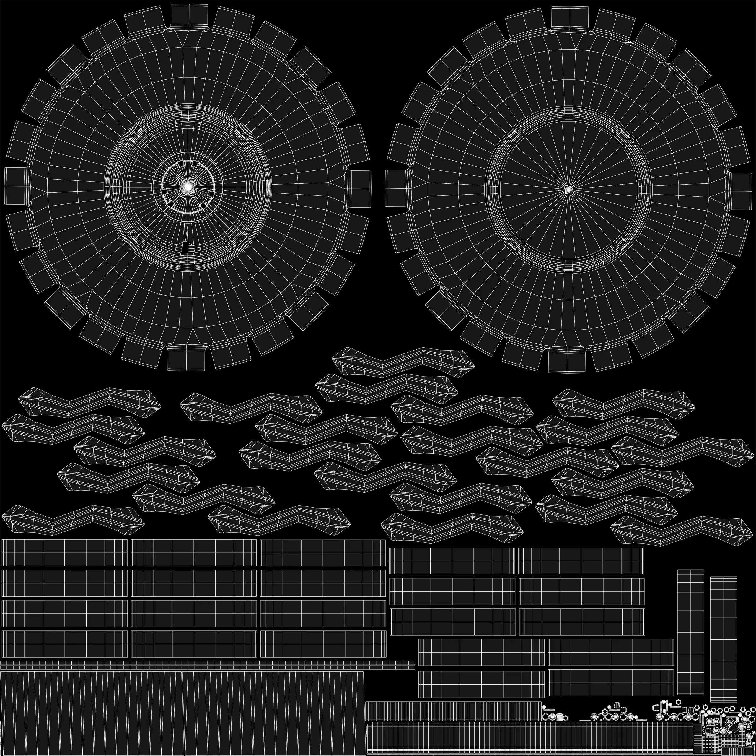 Collection of various wheels with LODs Low-poly 3D model_43