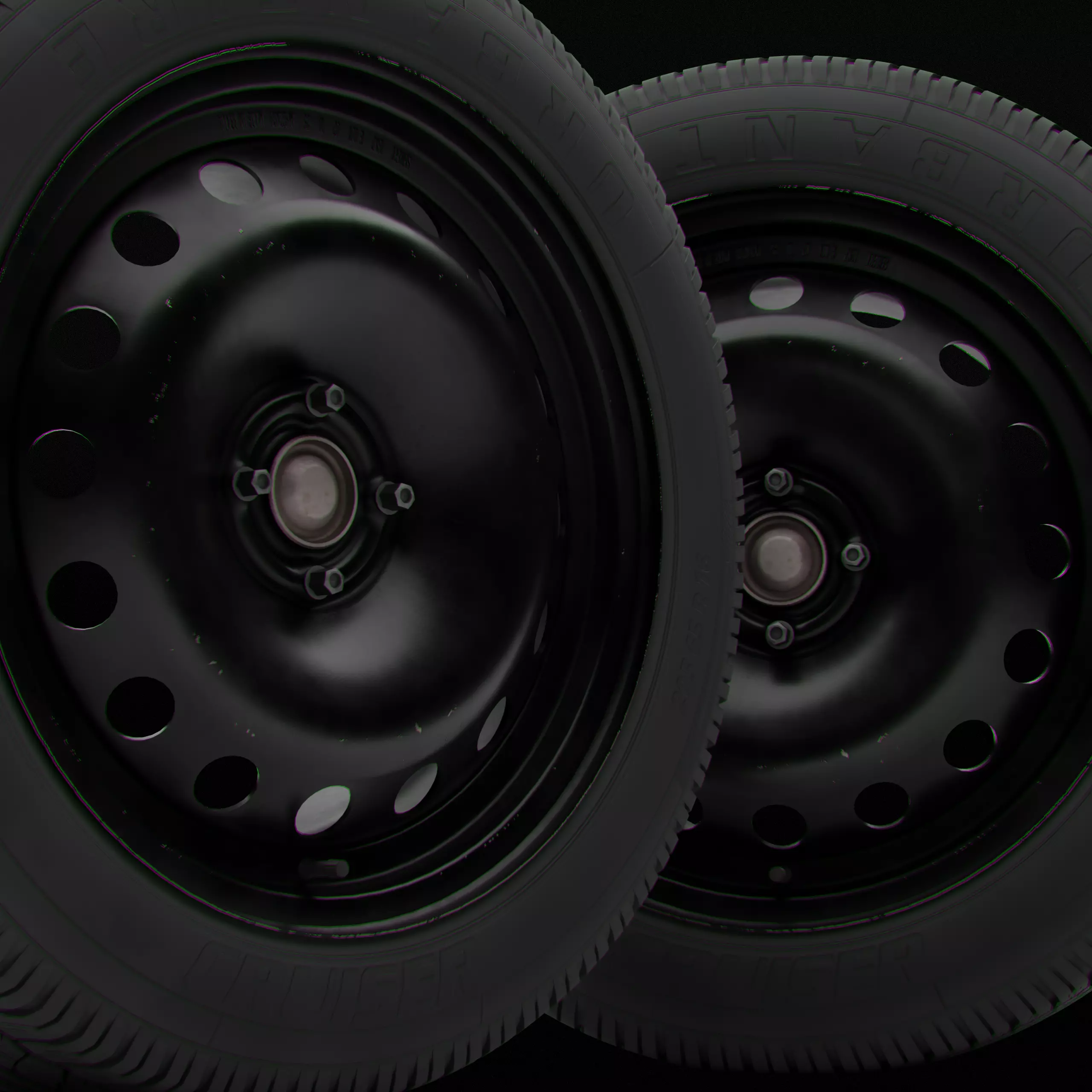 Collection of various wheels with LODs Low-poly 3D model_3