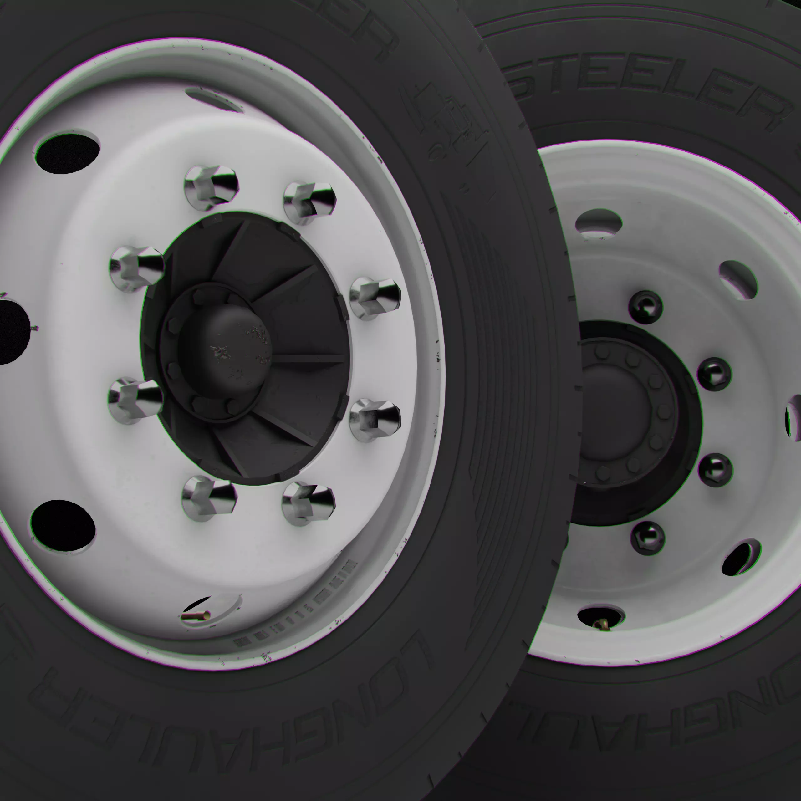 Collection of various wheels with LODs Low-poly 3D model_17