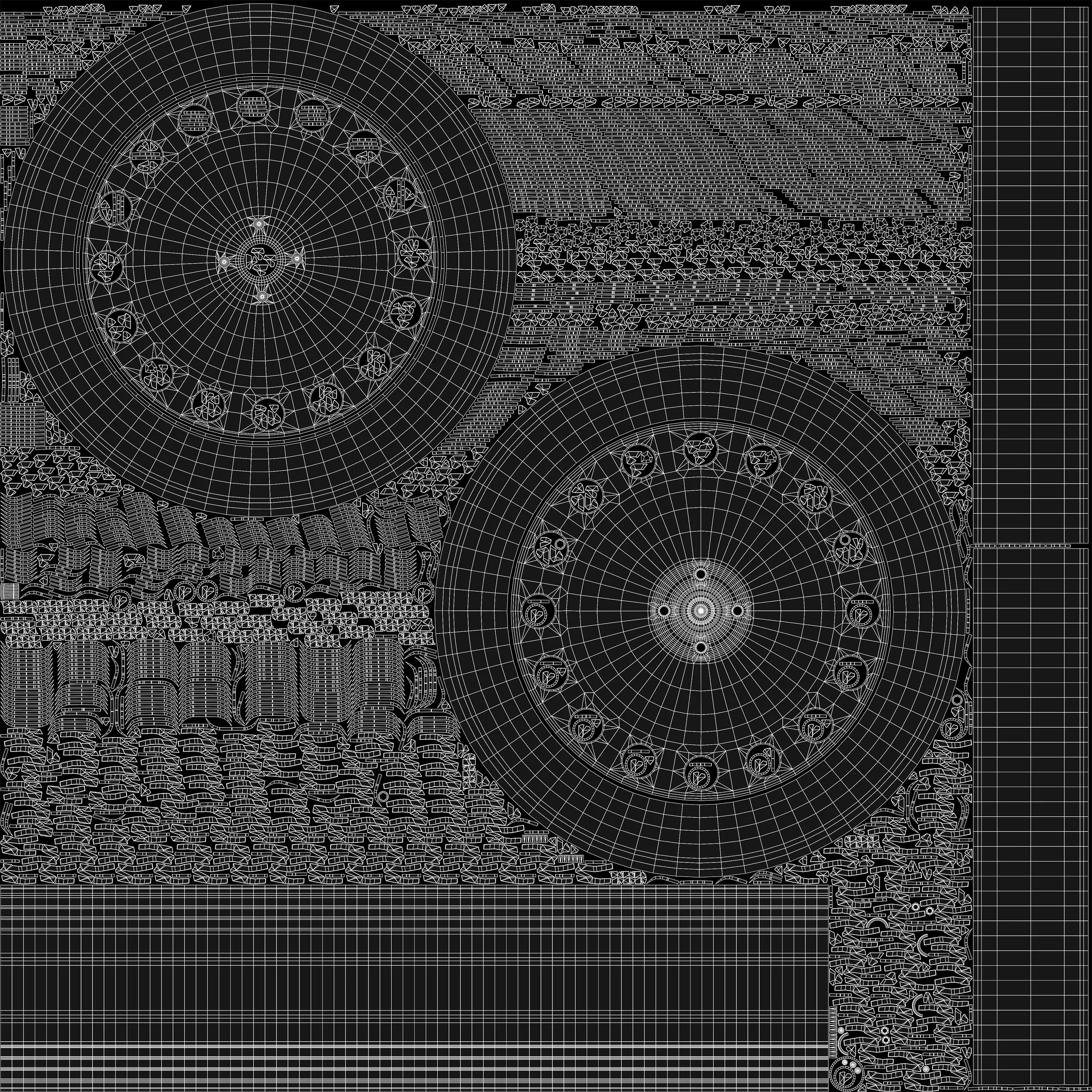 Collection of various wheels with LODs Low-poly 3D model_8