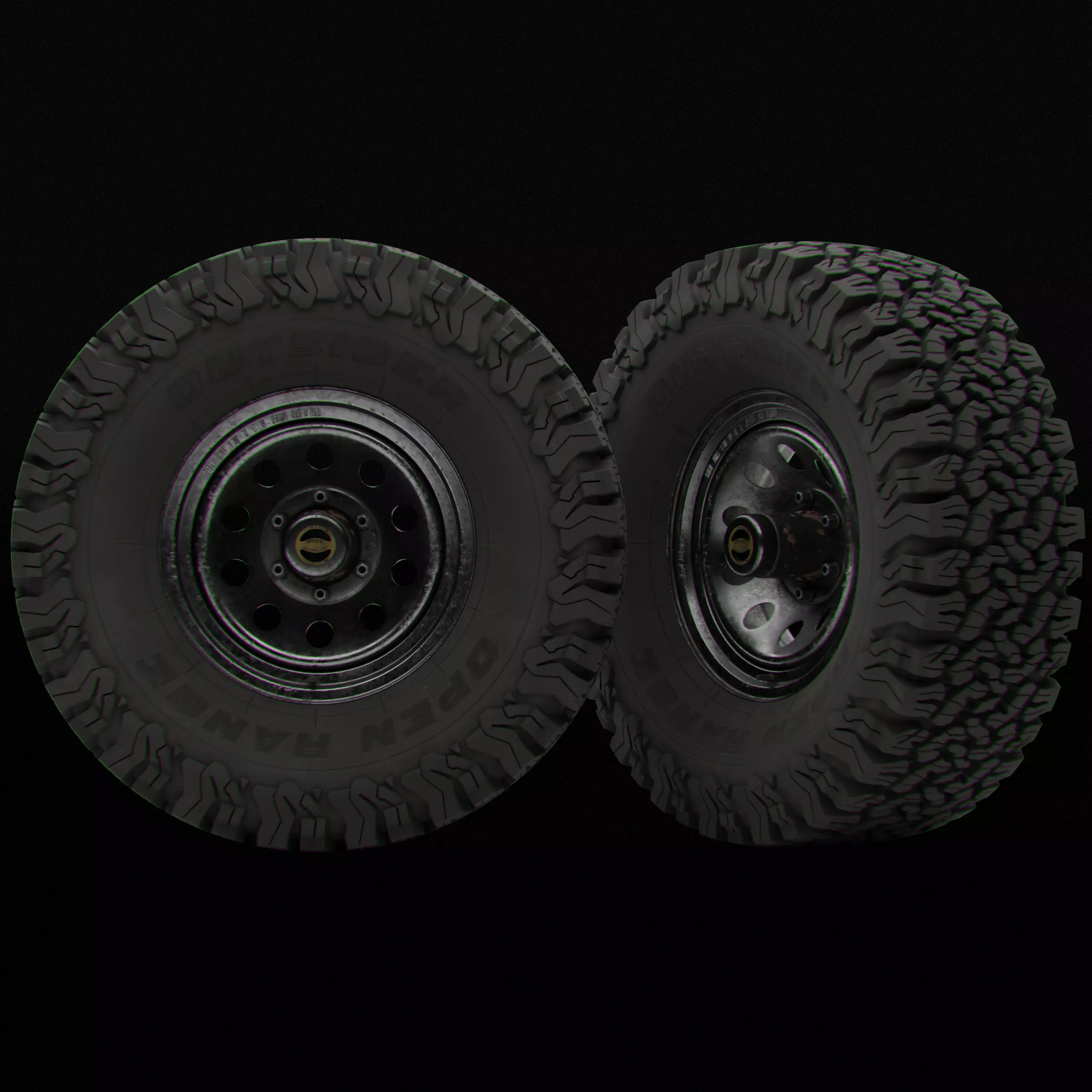 Collection of various wheels with LODs Low-poly 3D model_12