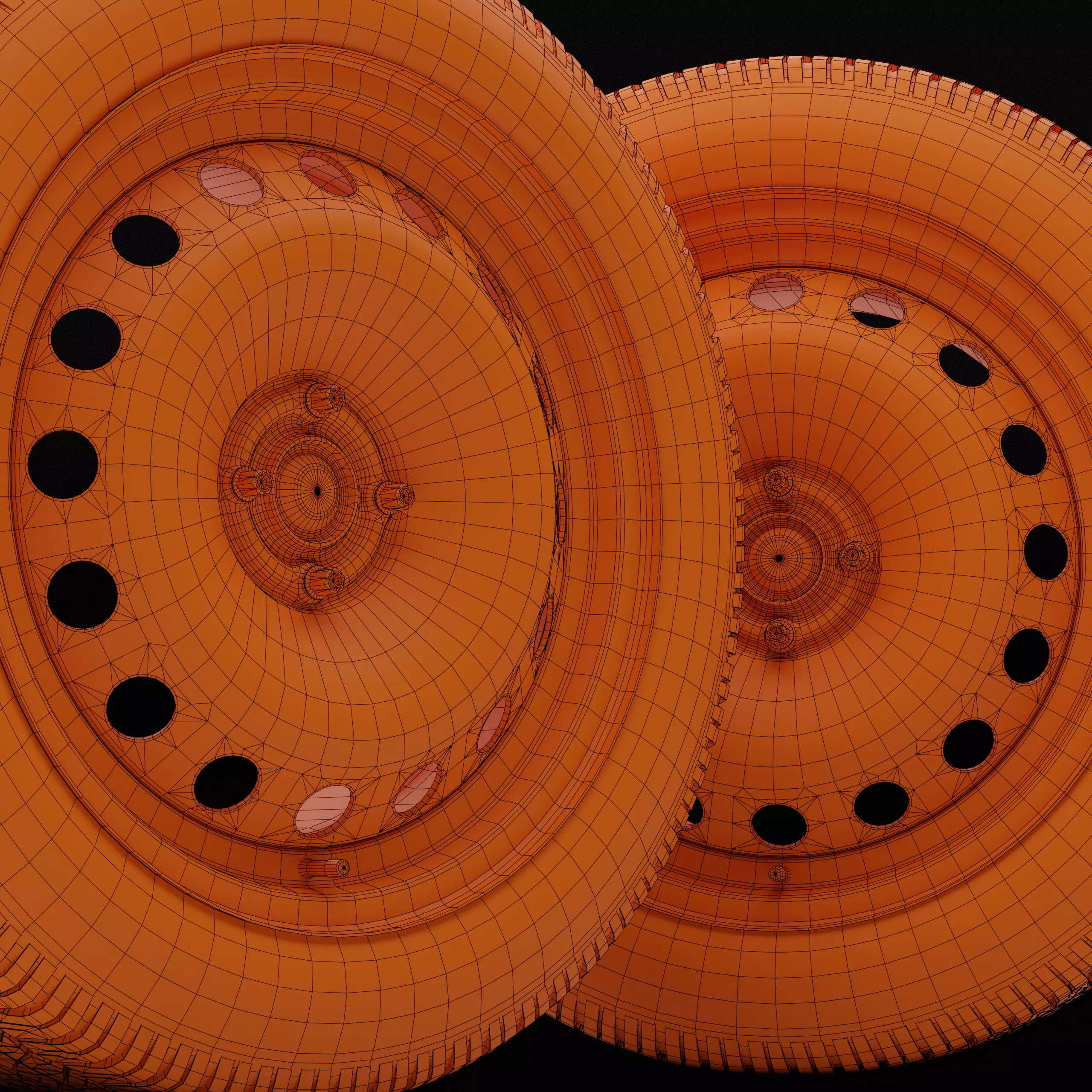 Collection of various wheels with LODs Low-poly 3D model_4