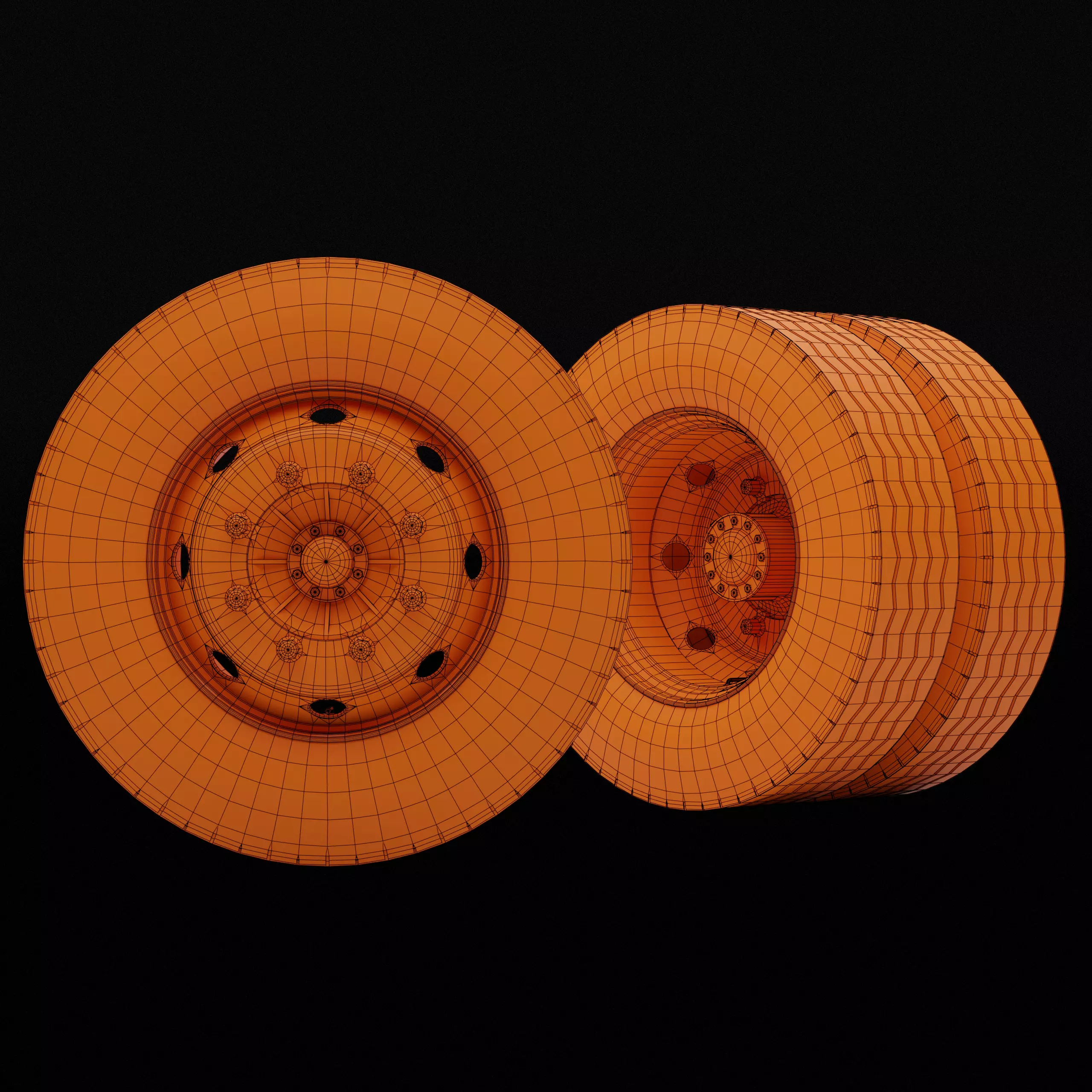 Collection of various wheels with LODs Low-poly 3D model_21