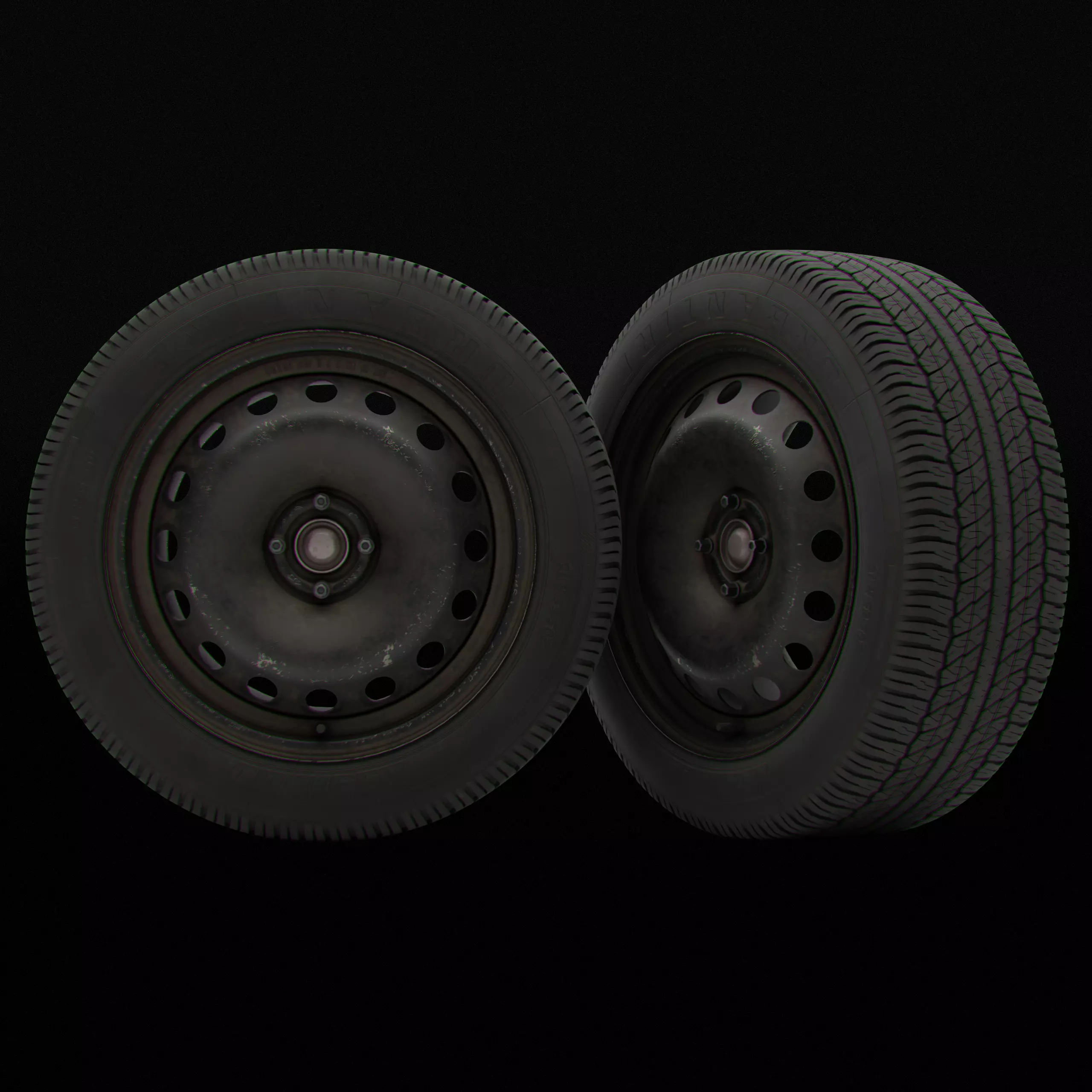 Collection of various wheels with LODs Low-poly 3D model_5