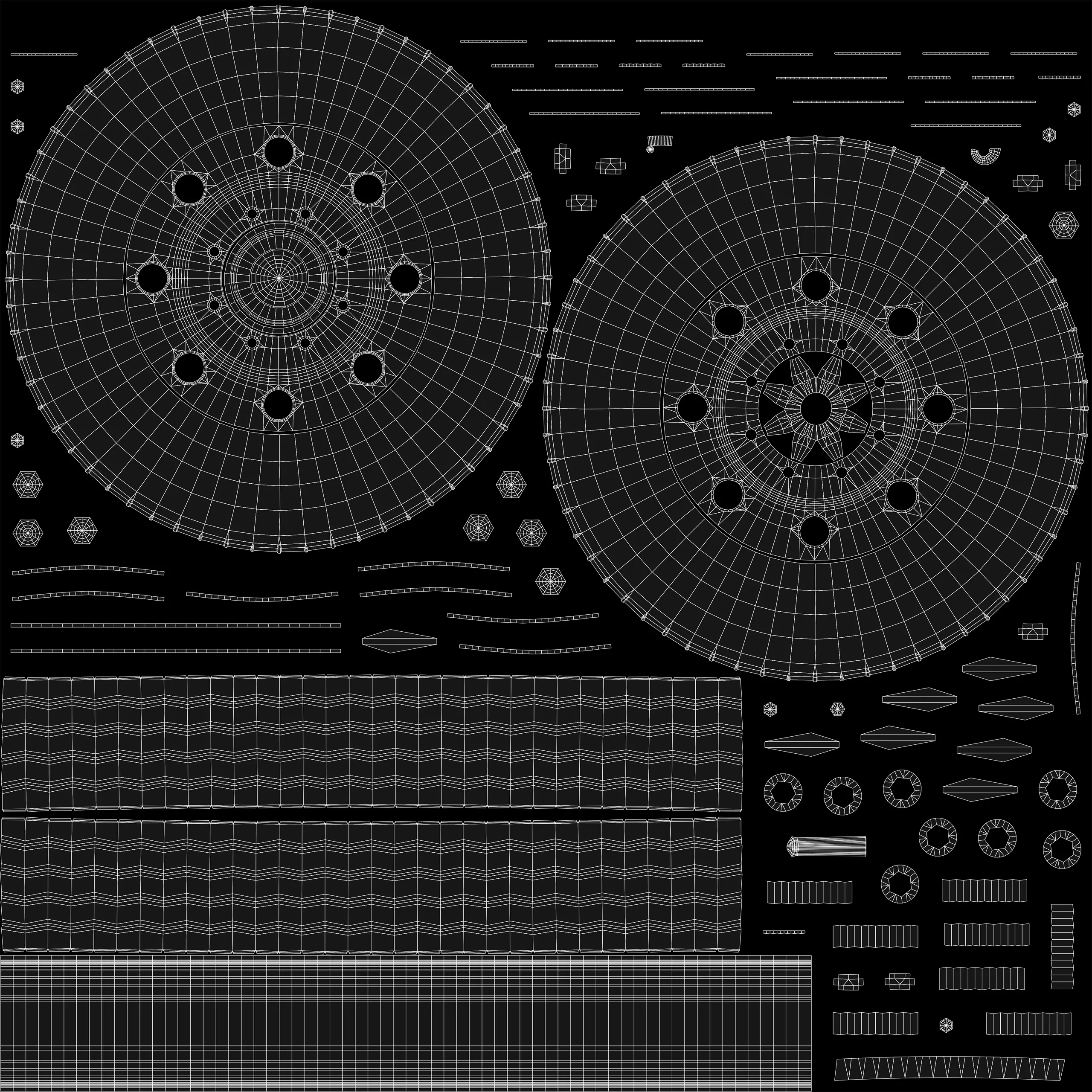 Collection of various wheels with LODs Low-poly 3D model_22