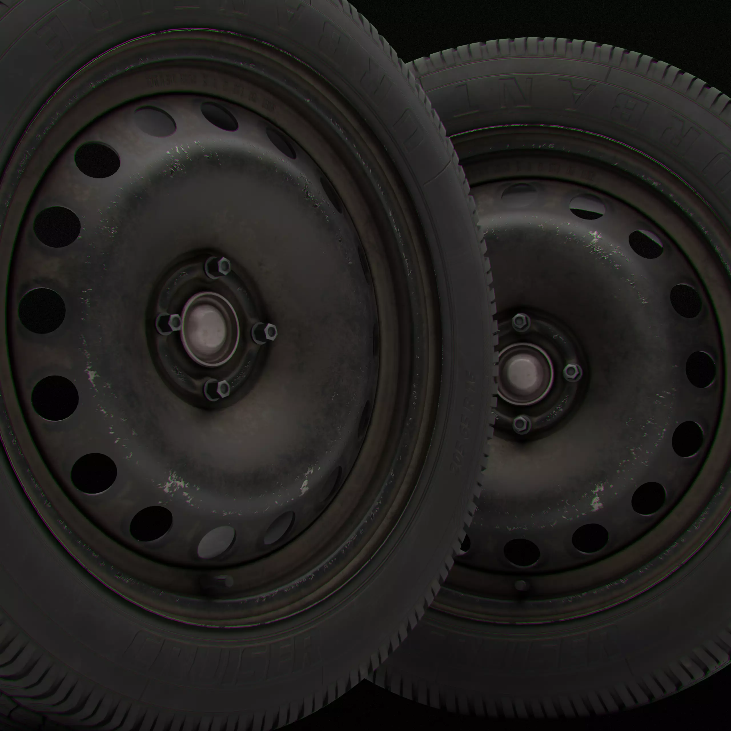 Collection of various wheels with LODs Low-poly 3D model_2