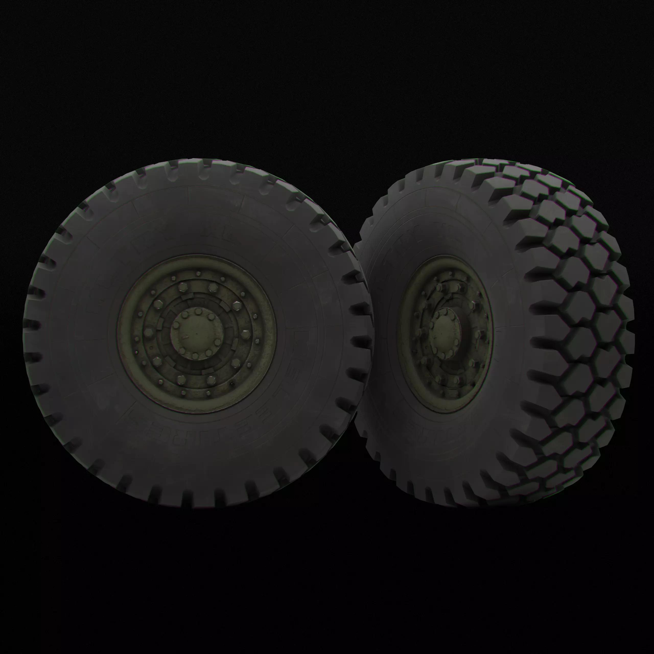 Collection of various wheels with LODs Low-poly 3D model_33