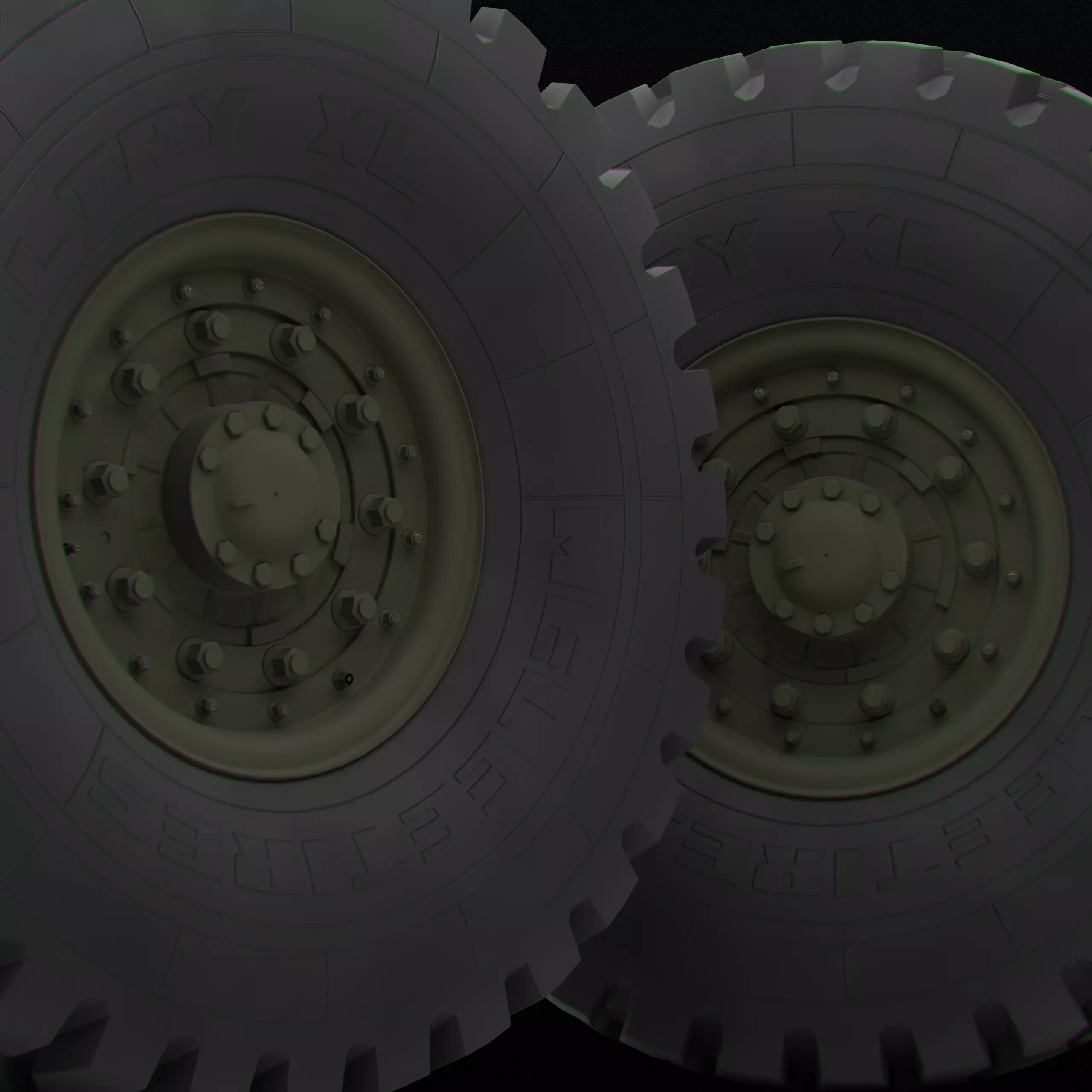 Collection of various wheels with LODs Low-poly 3D model_31