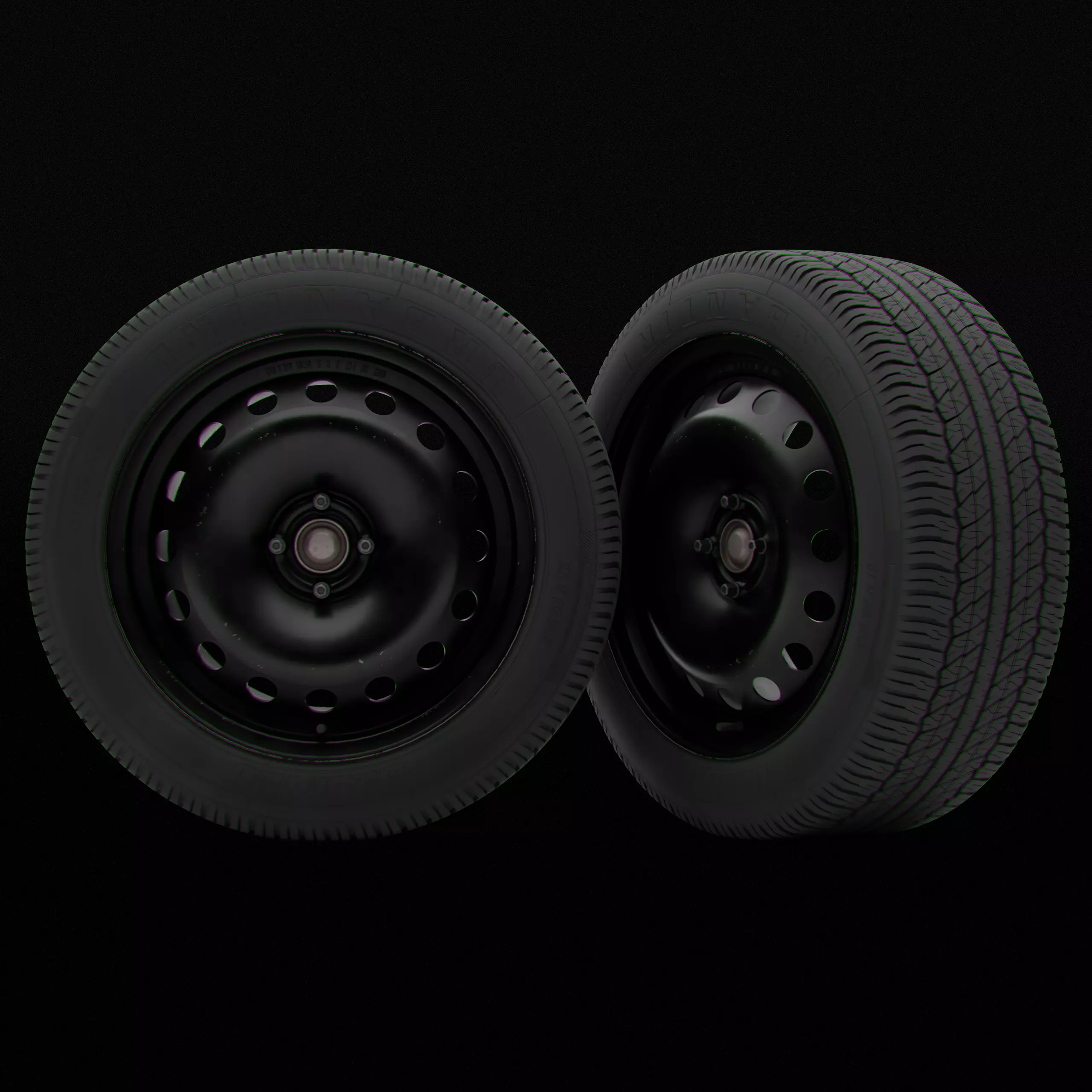 Collection of various wheels with LODs Low-poly 3D model_6