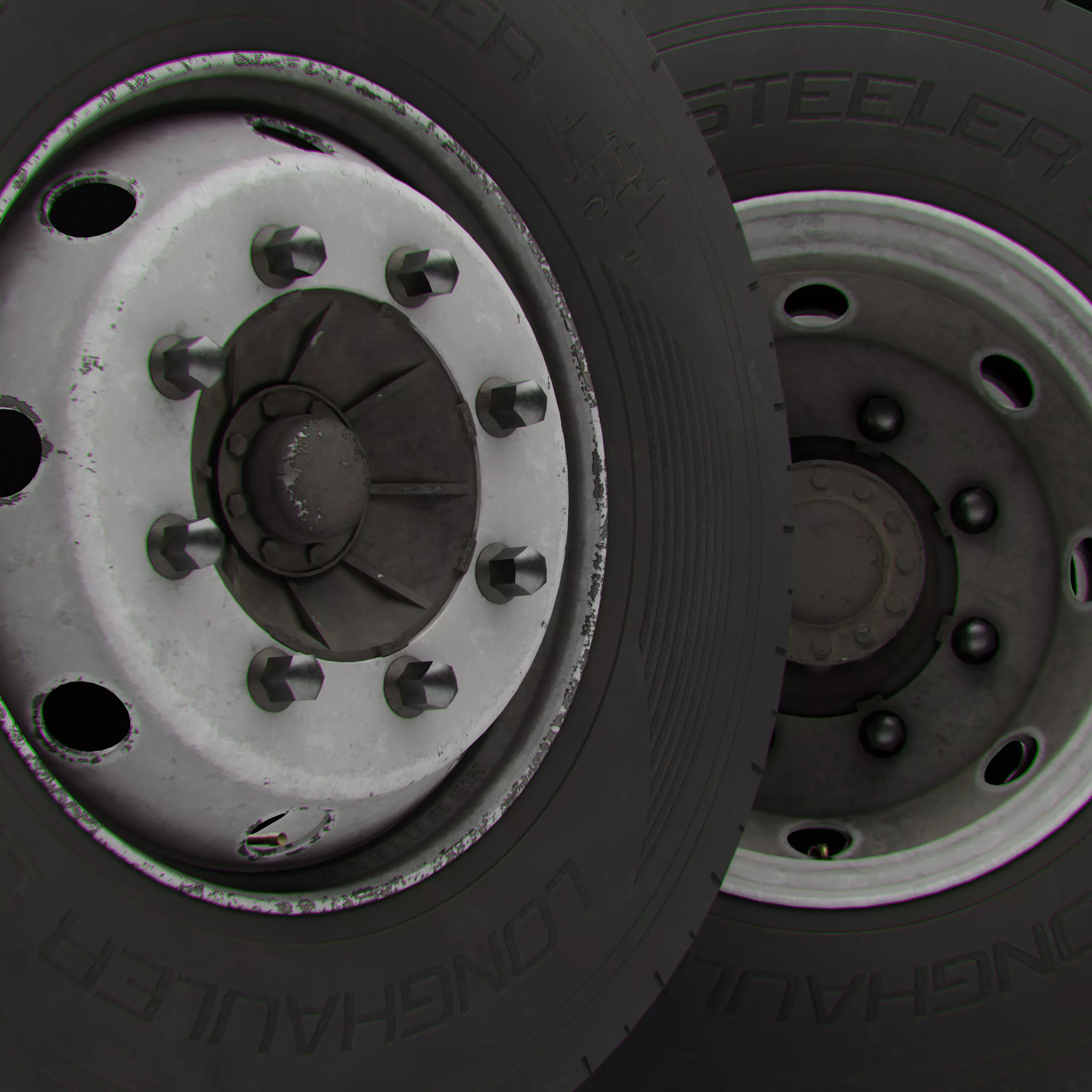 Collection of various wheels with LODs Low-poly 3D model_16
