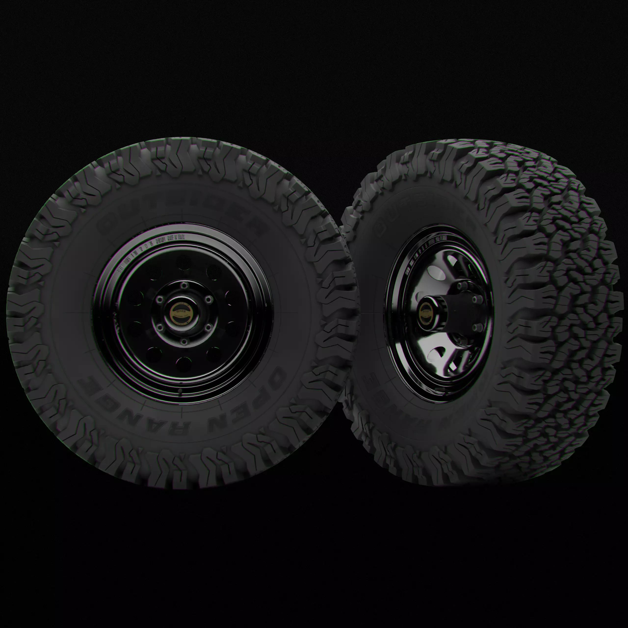 Collection of various wheels with LODs Low-poly 3D model_13