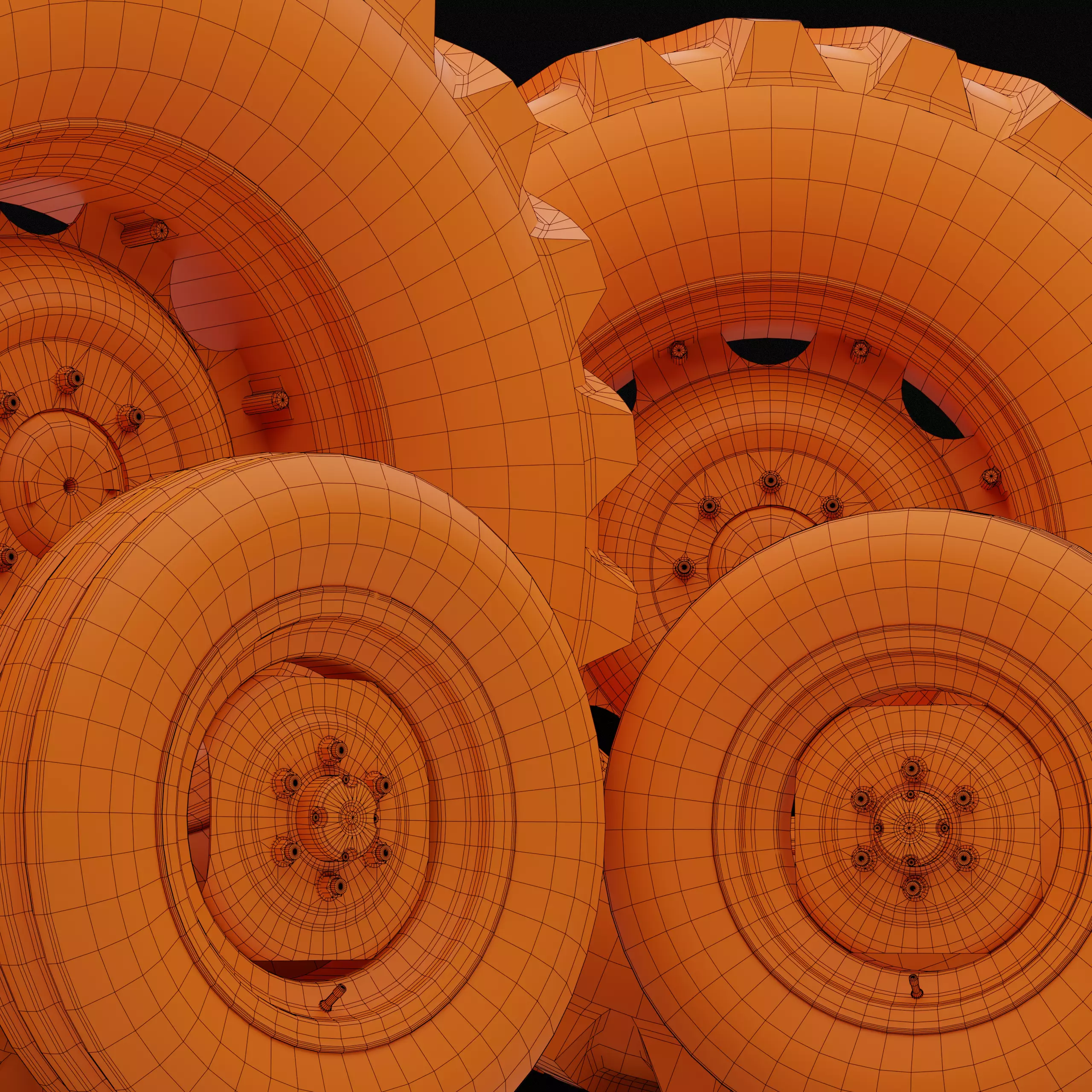 Collection of various wheels with LODs Low-poly 3D model_25