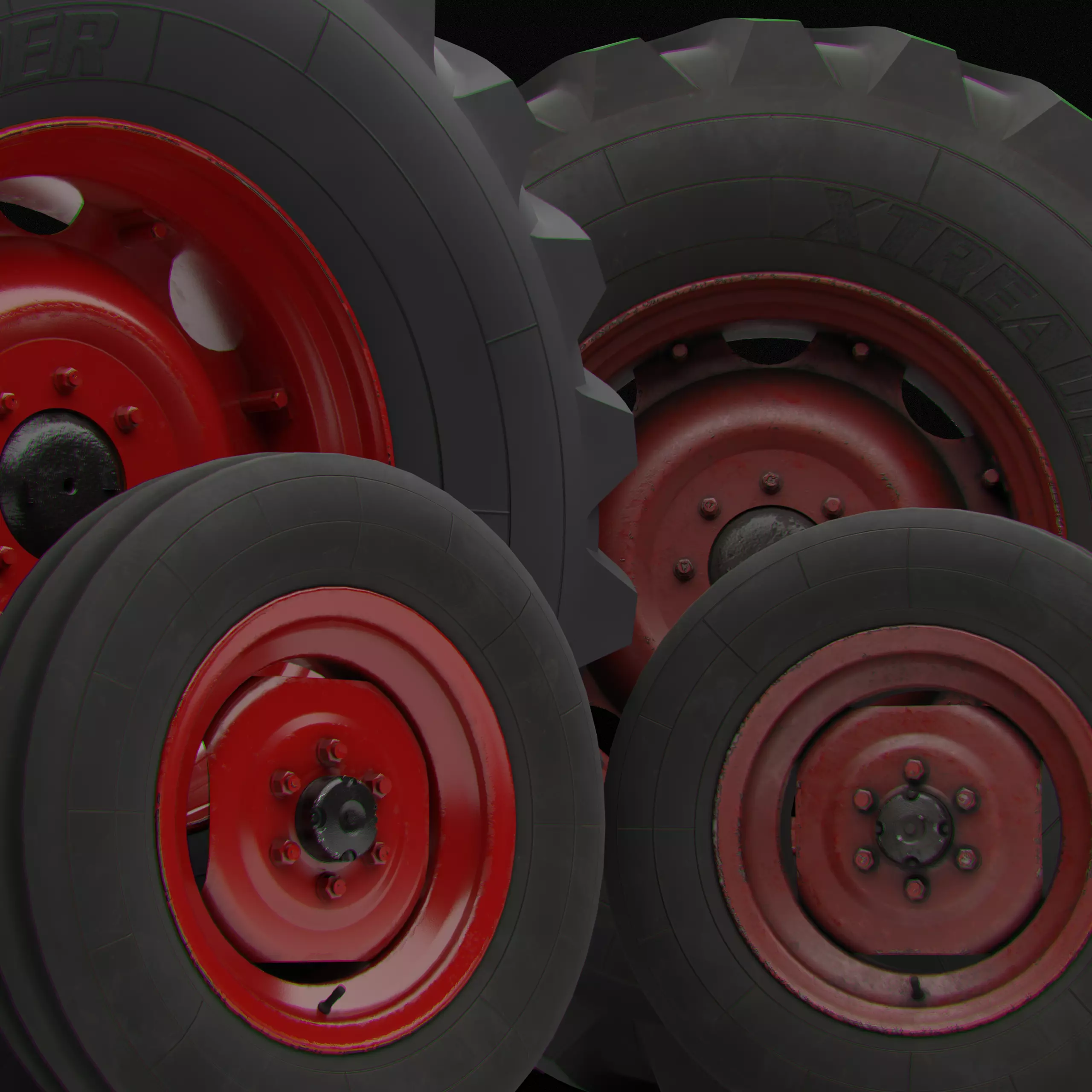 Collection of various wheels with LODs Low-poly 3D model_24