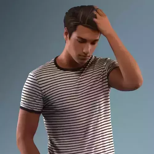 Pre posed European male 3D model in casual summer attire 3D model