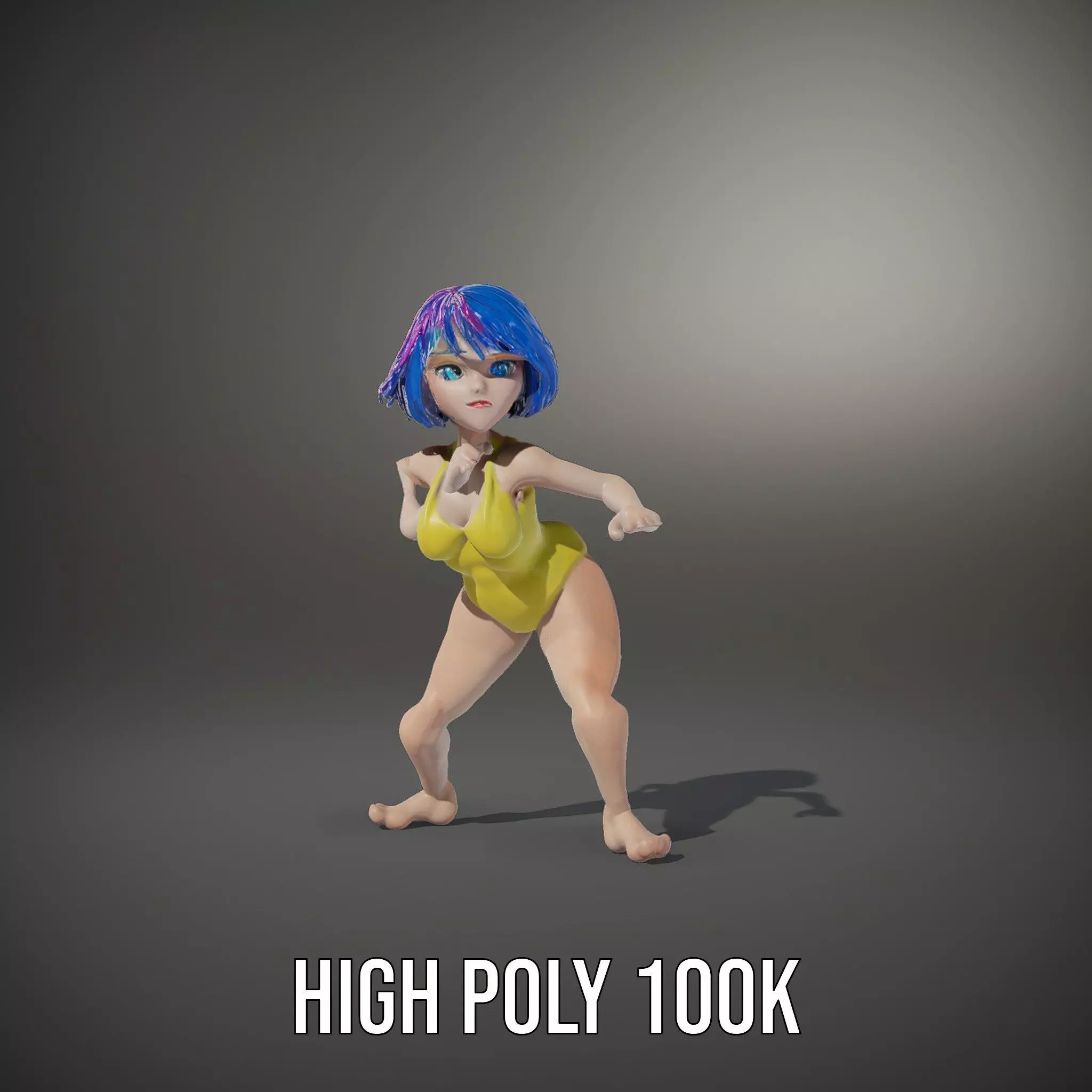 Vivid Anime Character model pack Low-poly 3D model_9