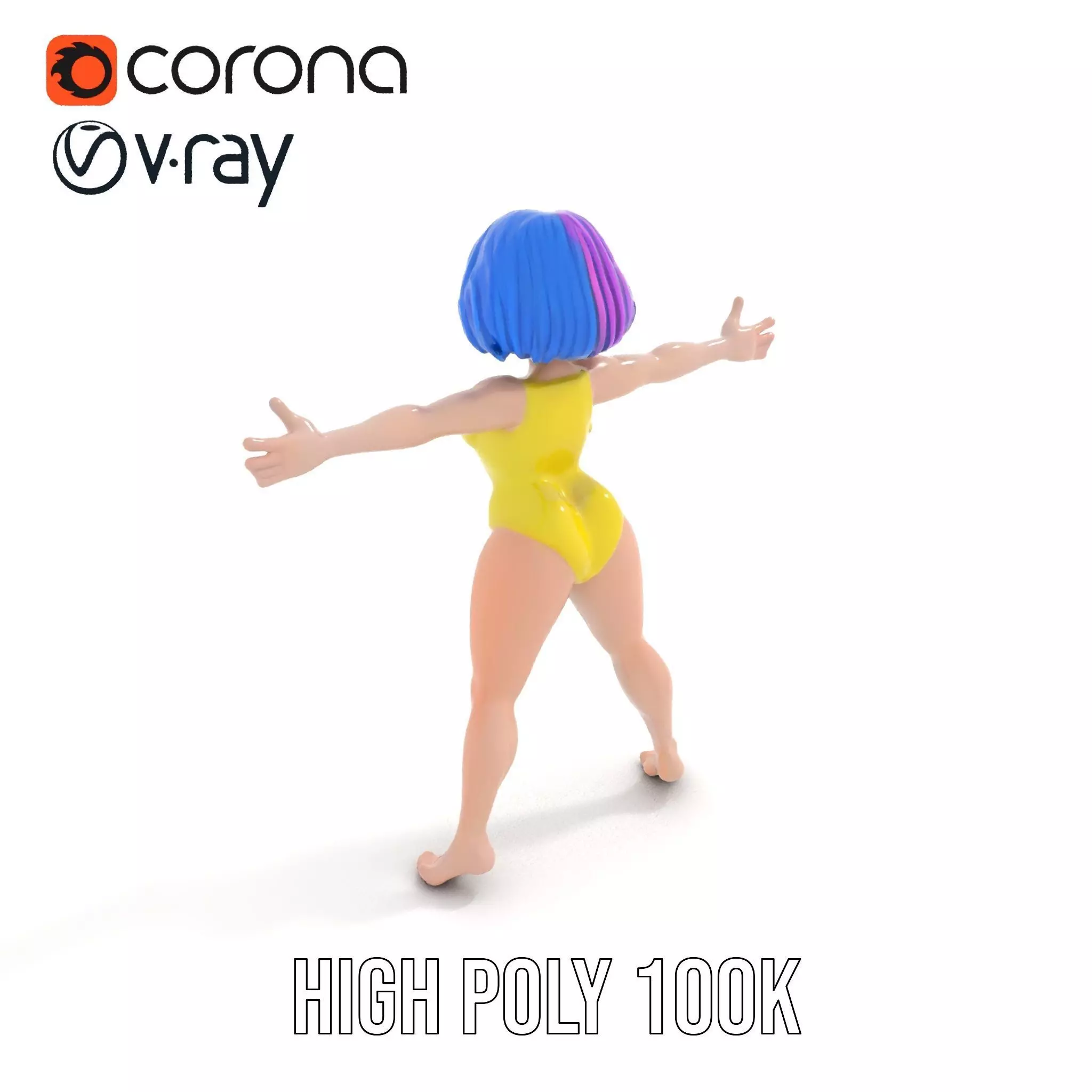 Vivid Anime Character model pack Low-poly 3D model_14