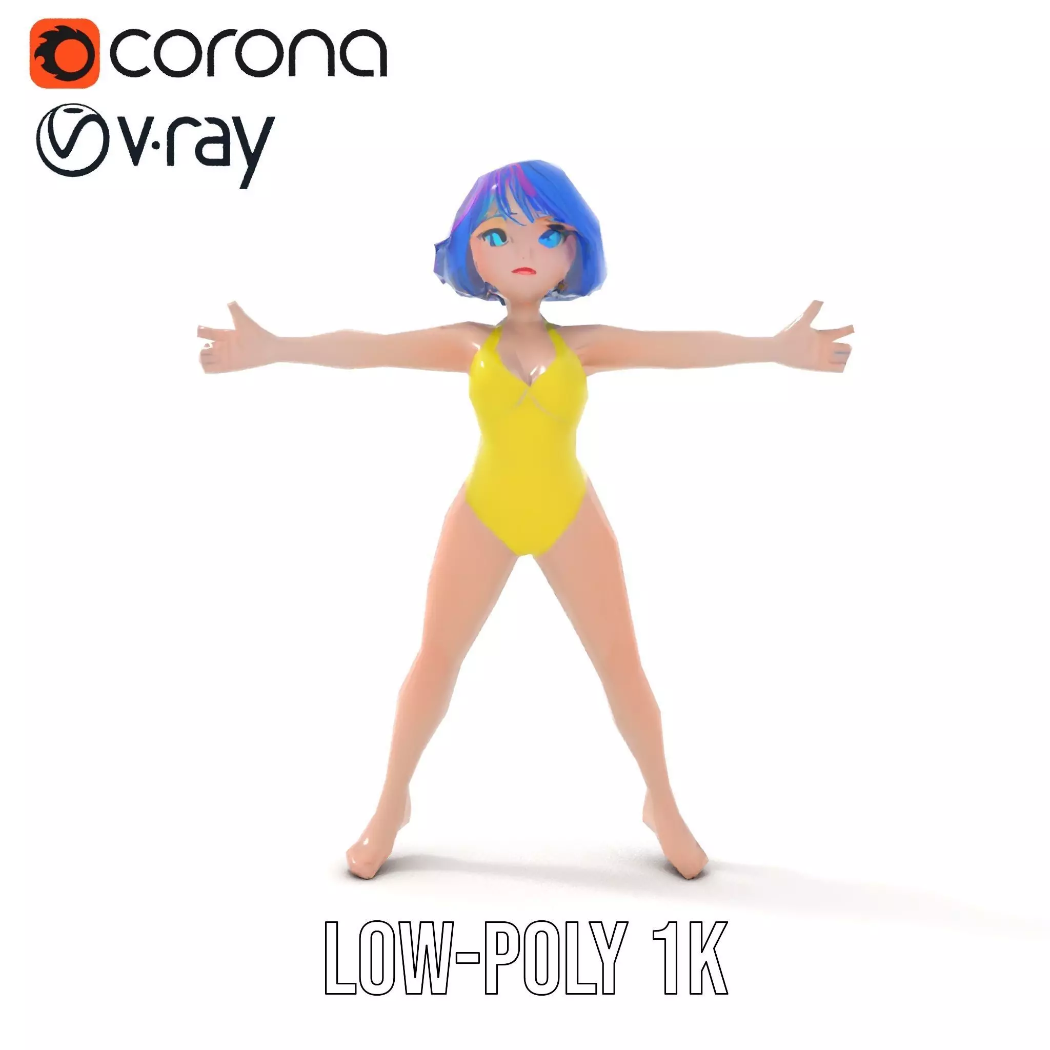 Vivid Anime Character model pack Low-poly 3D model_27