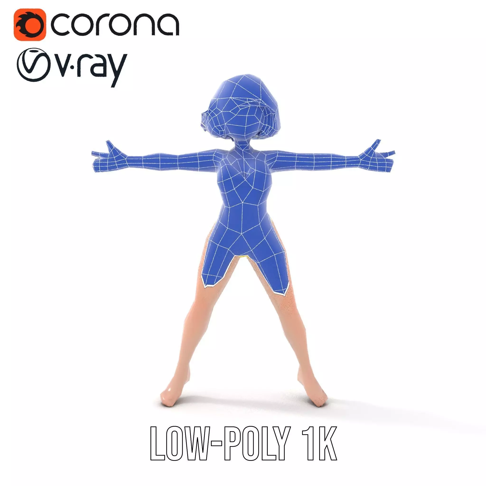 Vivid Anime Character model pack Low-poly 3D model_16