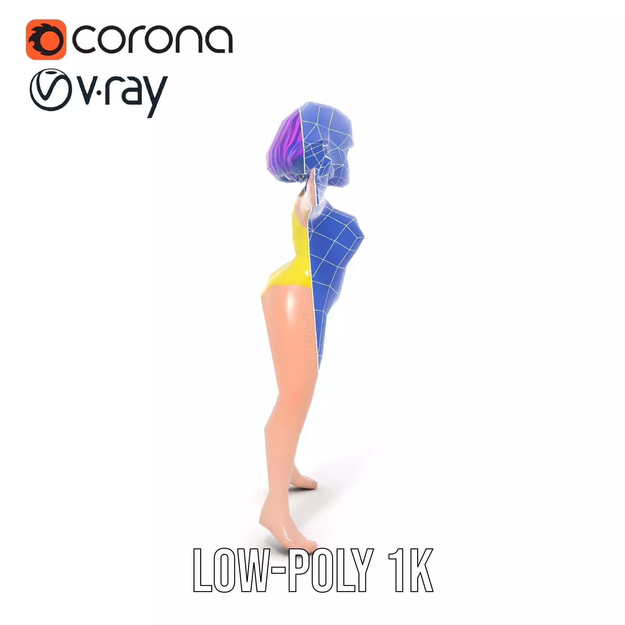 Vivid Anime Character model pack Low-poly 3D model_29