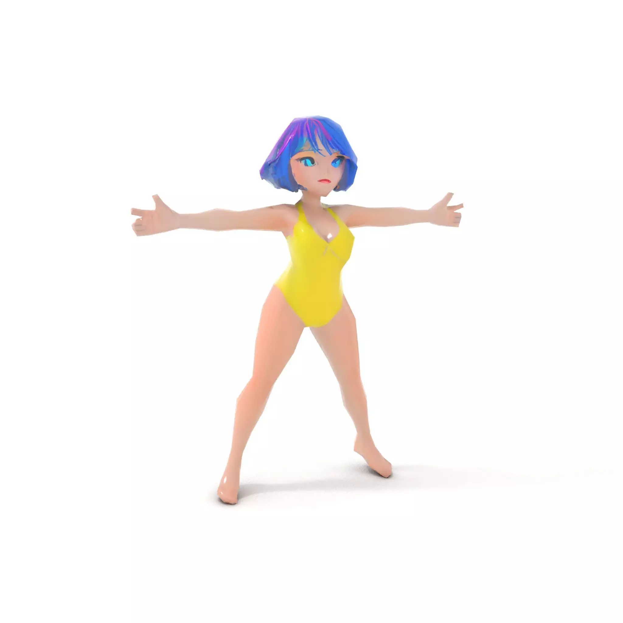Vivid Anime Character model pack Low-poly 3D model_8
