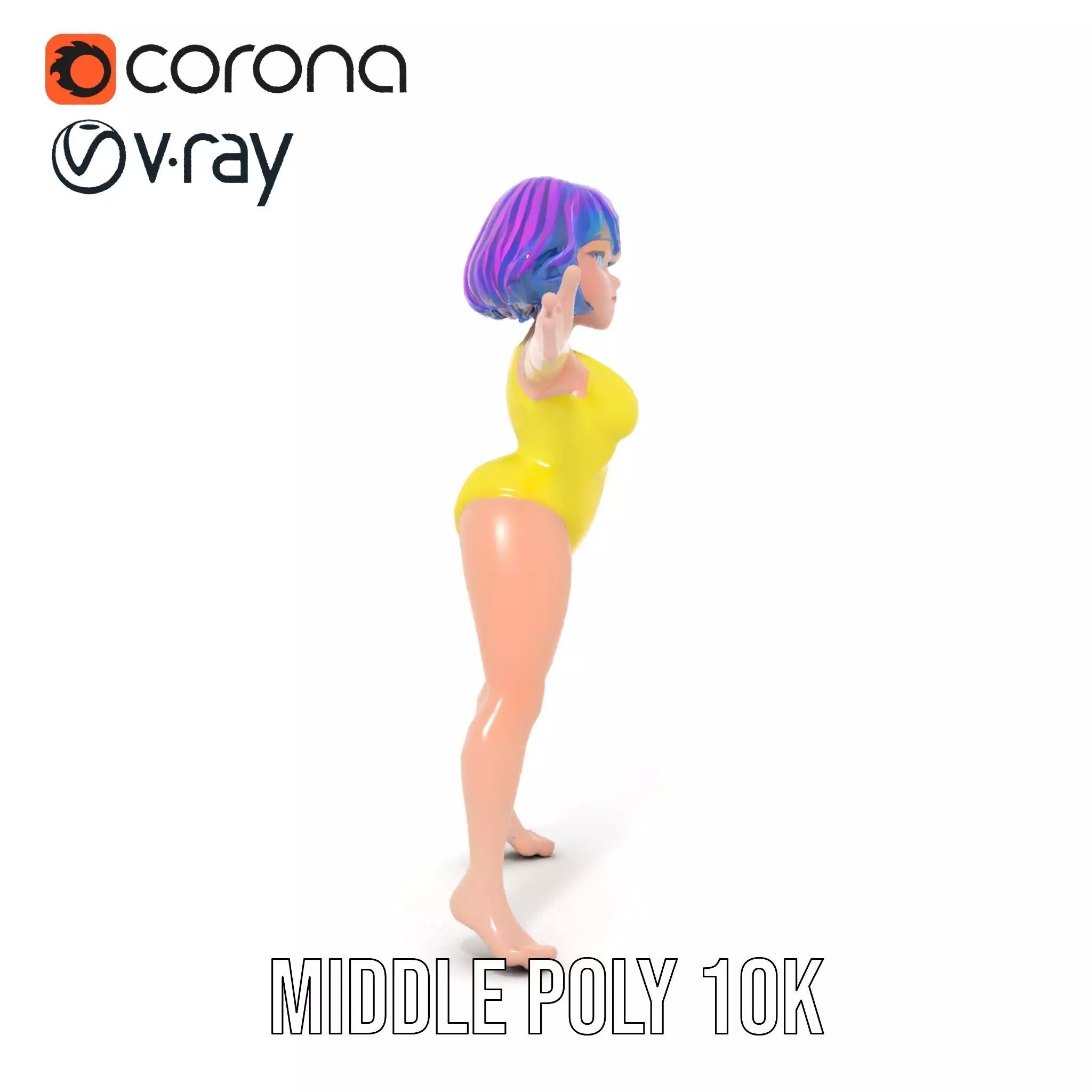 Vivid Anime Character model pack Low-poly 3D model_7