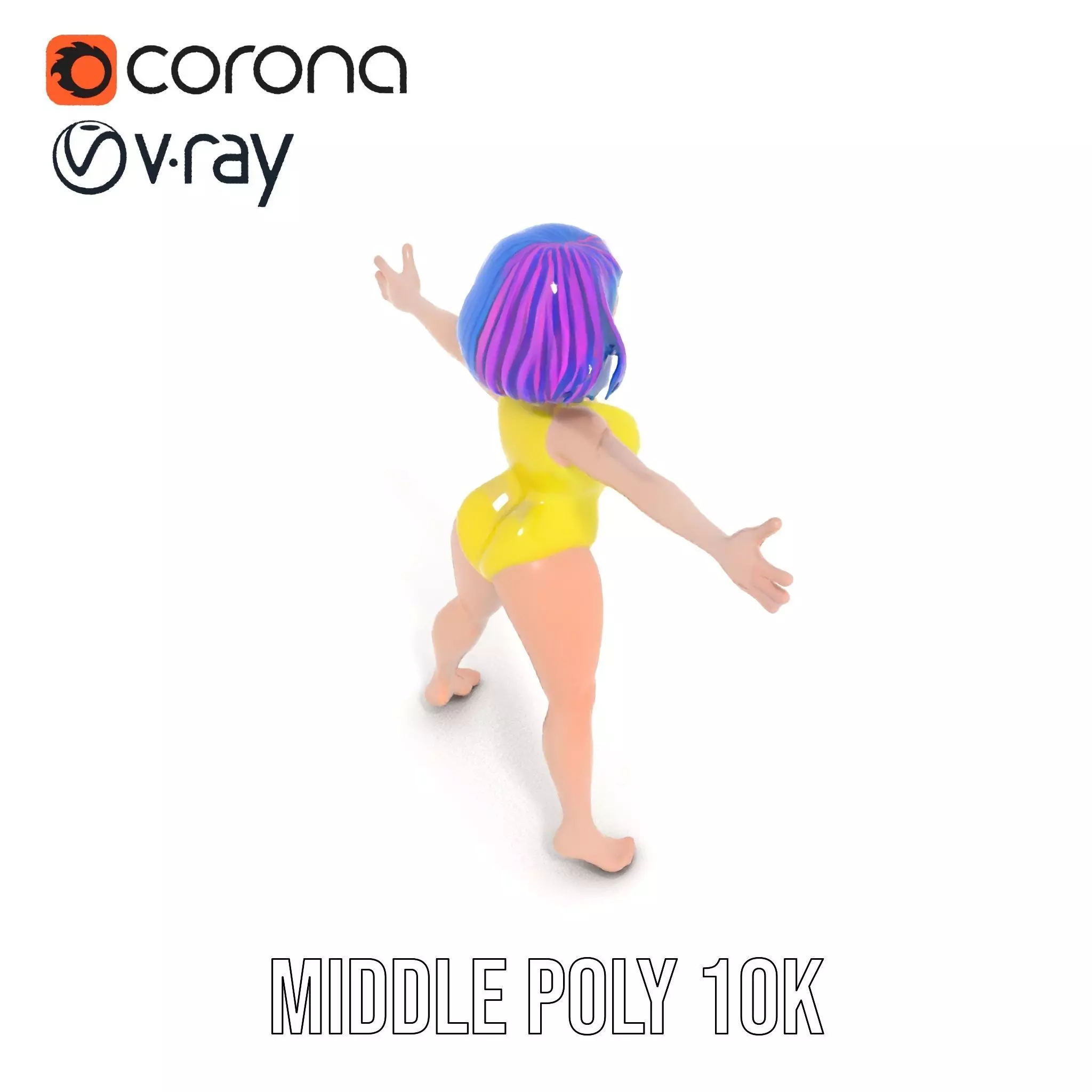 Vivid Anime Character model pack Low-poly 3D model_20