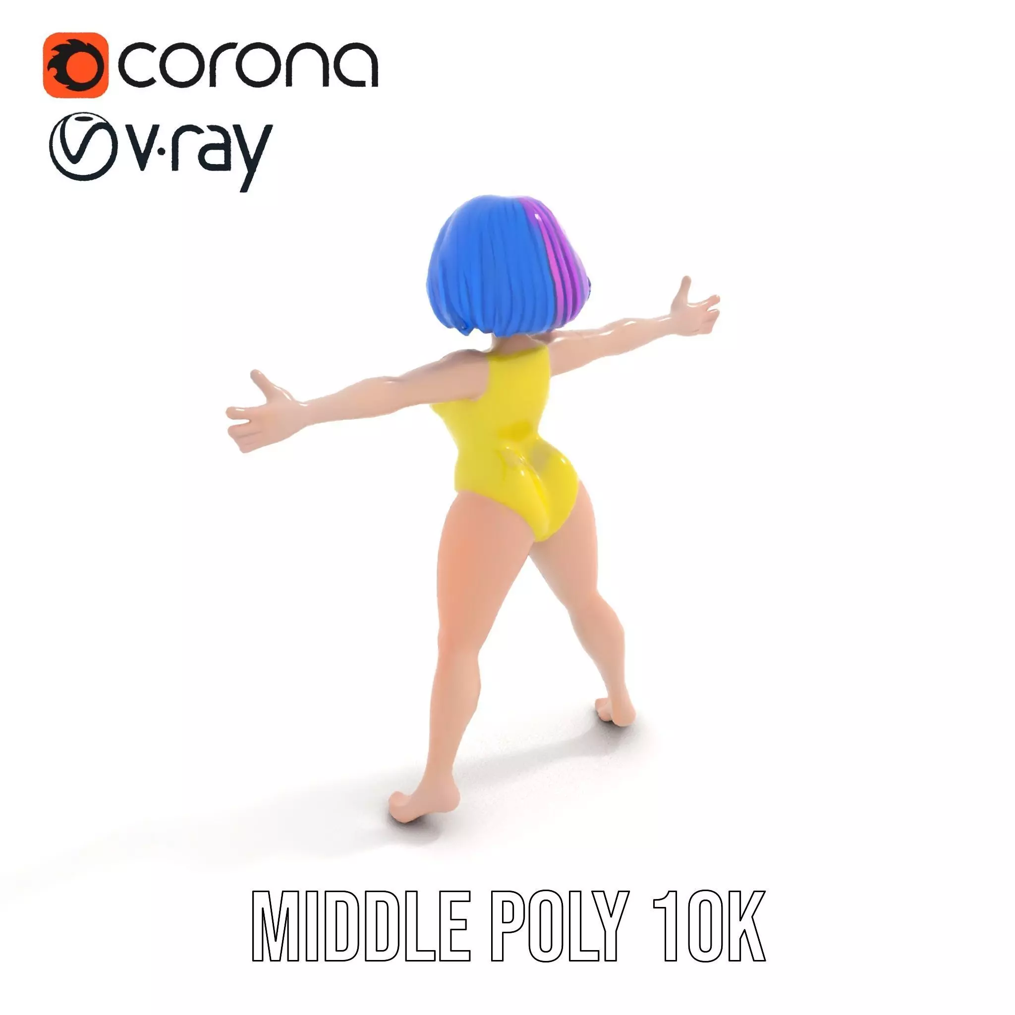 Vivid Anime Character model pack Low-poly 3D model_12