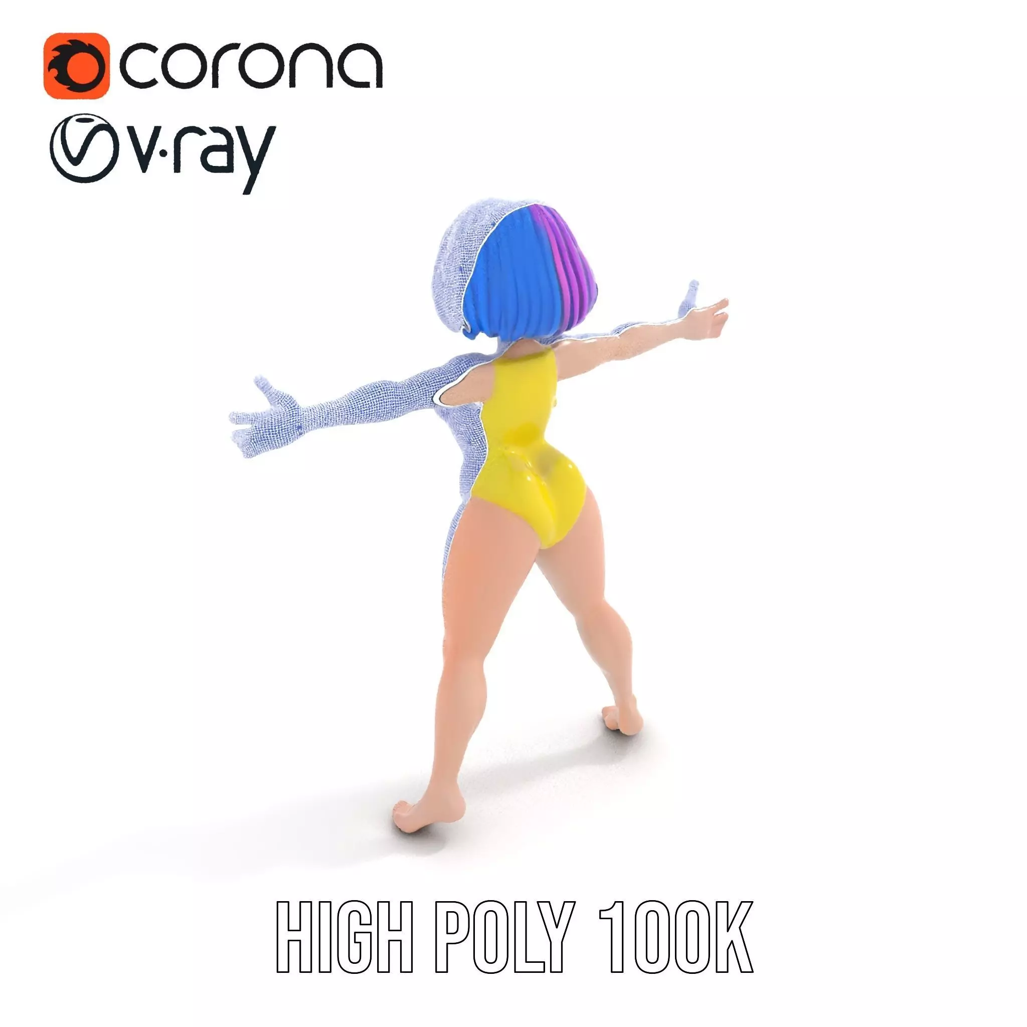 Vivid Anime Character model pack Low-poly 3D model_34