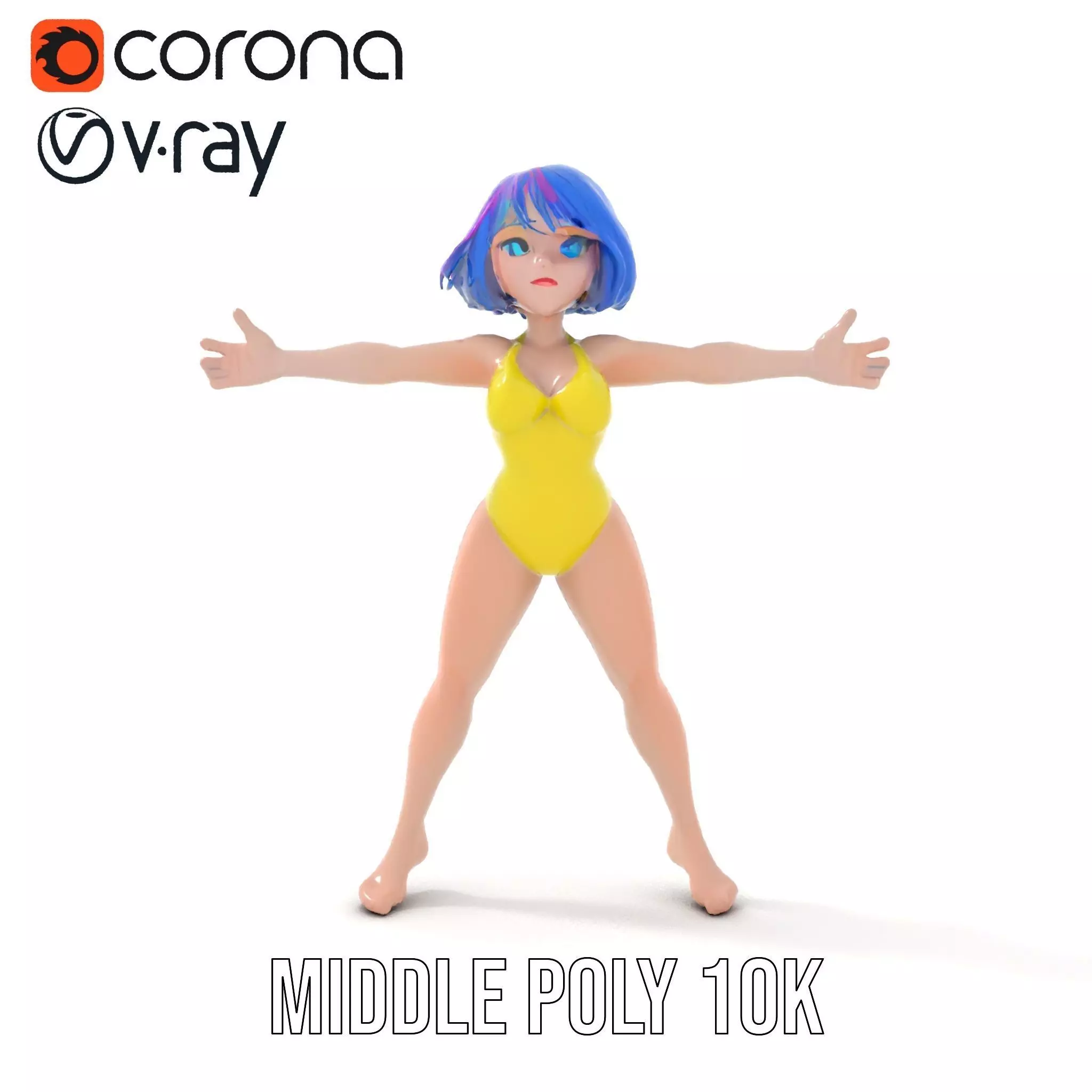 Vivid Anime Character model pack Low-poly 3D model_28