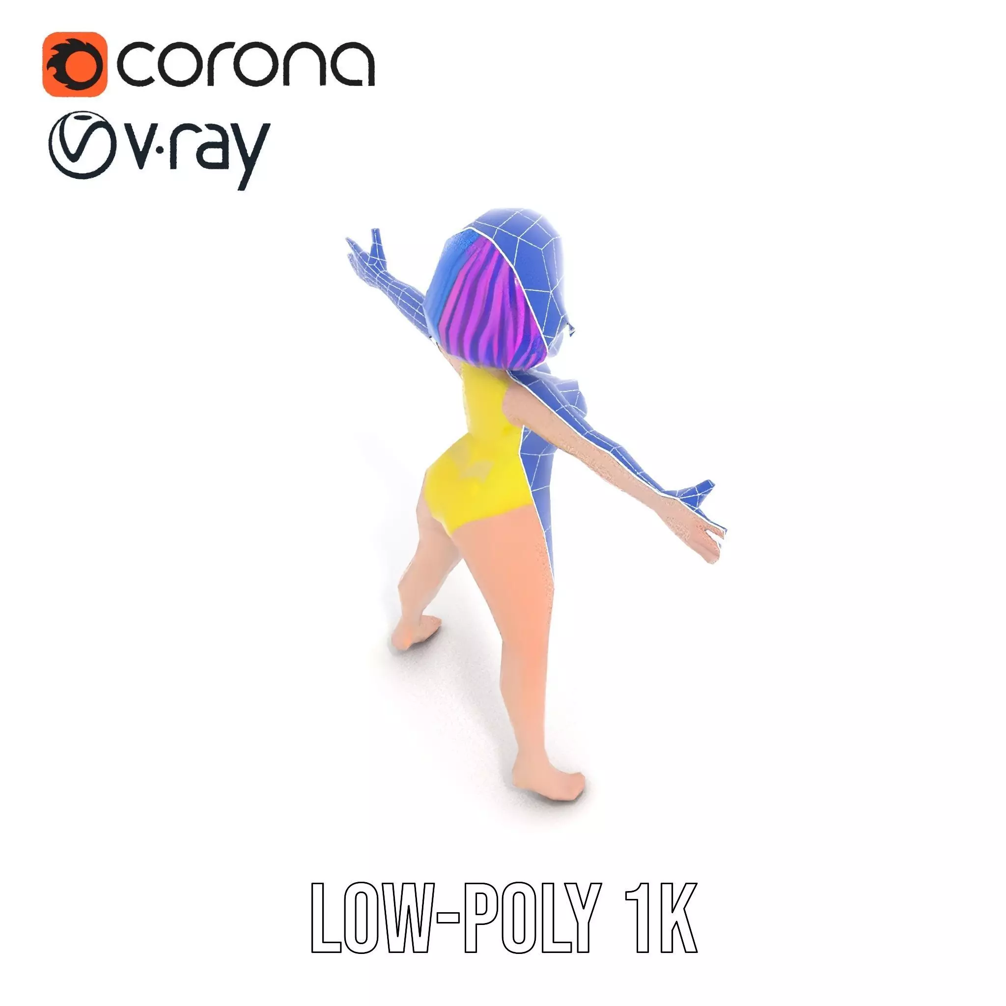 Vivid Anime Character model pack Low-poly 3D model_21