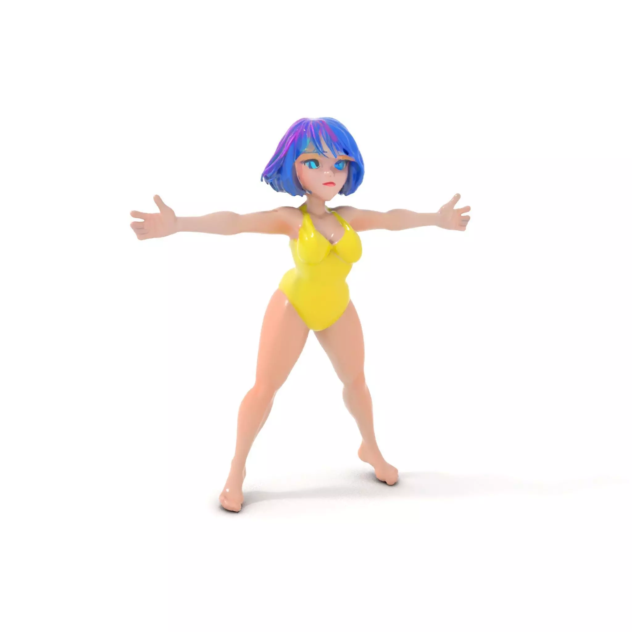 Vivid Anime Character model pack Low-poly 3D model_0