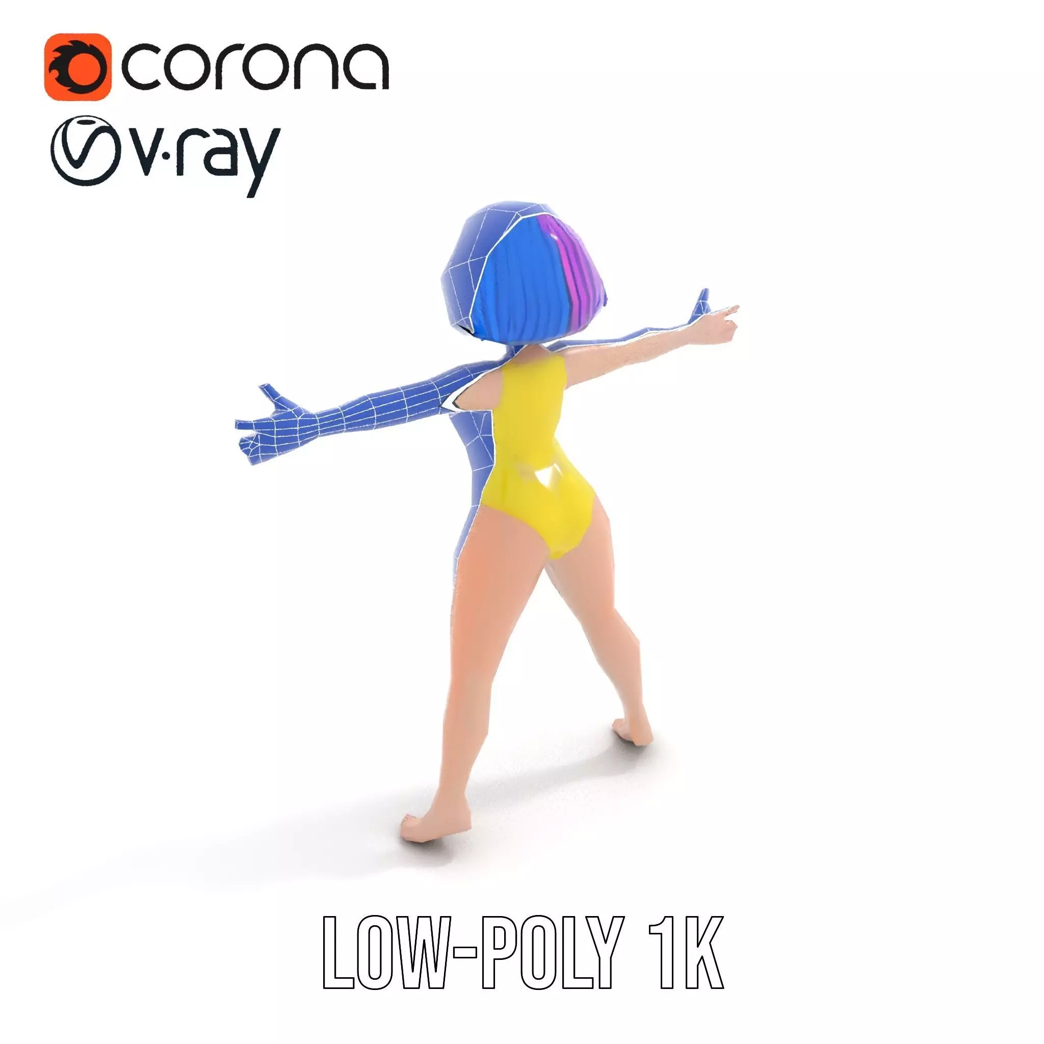 Vivid Anime Character model pack Low-poly 3D model_24