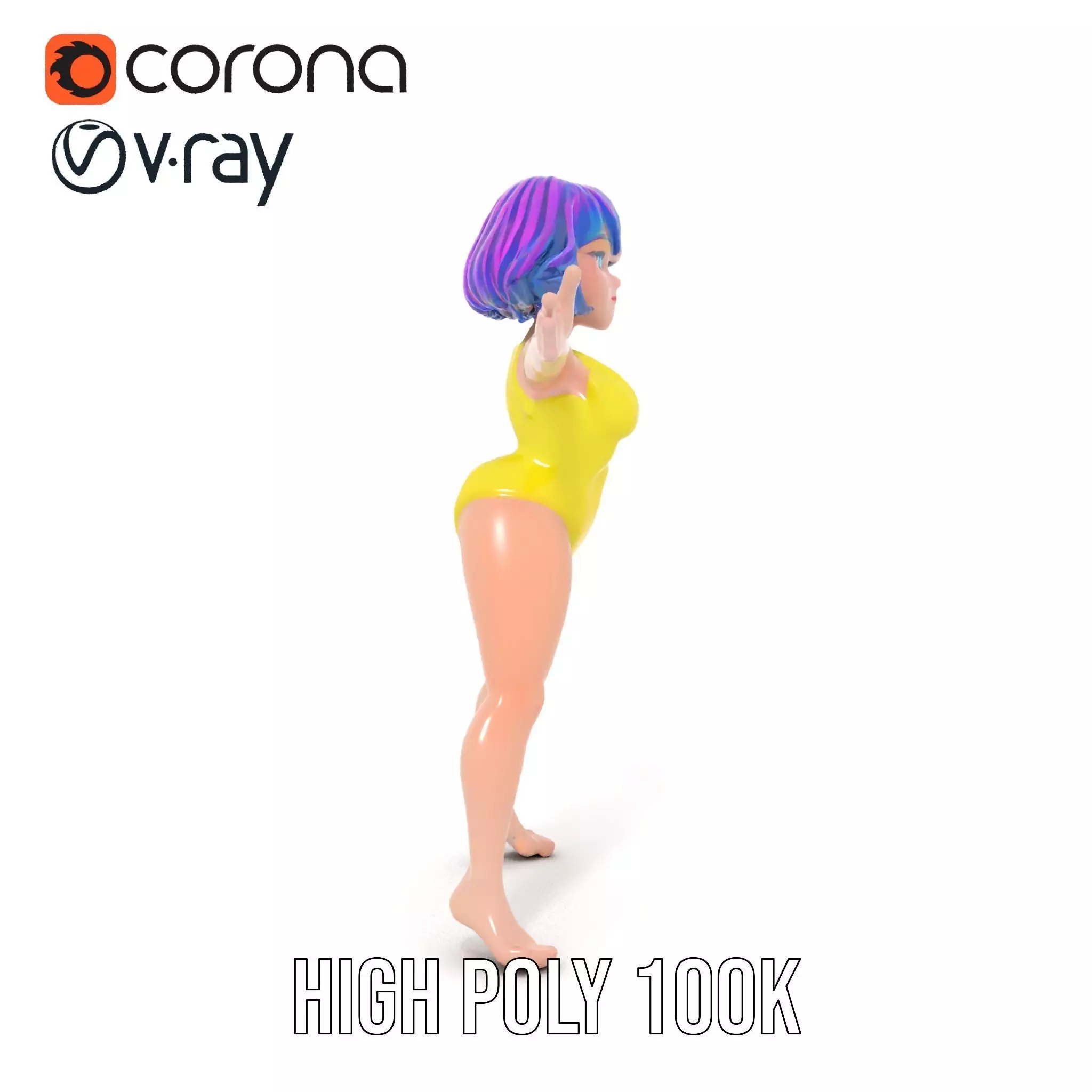 Vivid Anime Character model pack Low-poly 3D model_33