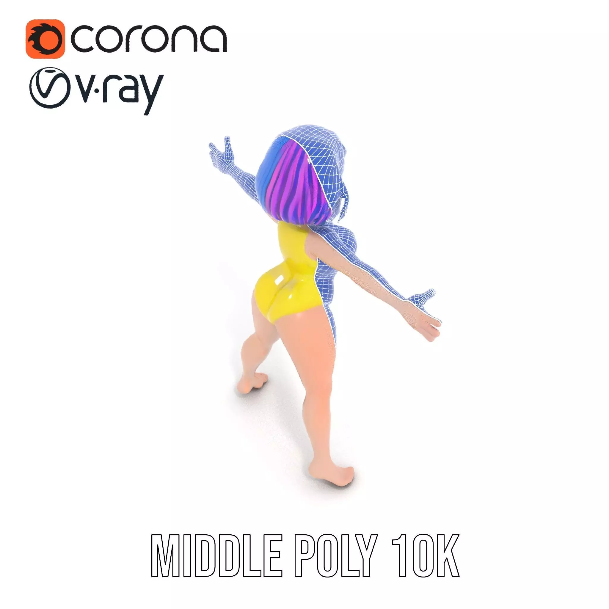 Vivid Anime Character model pack Low-poly 3D model_6