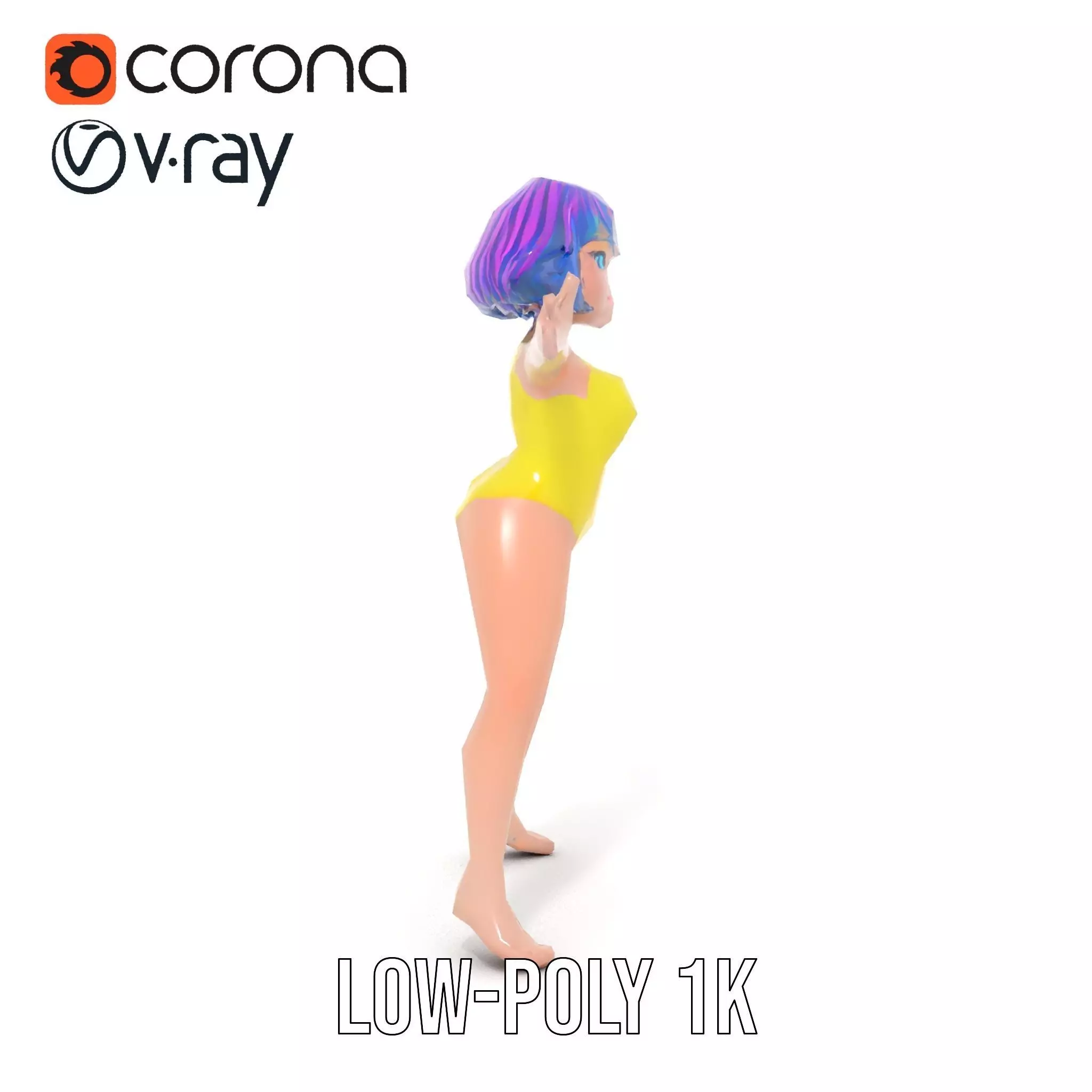 Vivid Anime Character model pack Low-poly 3D model_13