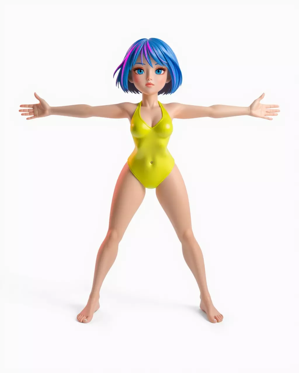 Vivid Anime Character model pack Low-poly 3D model_3