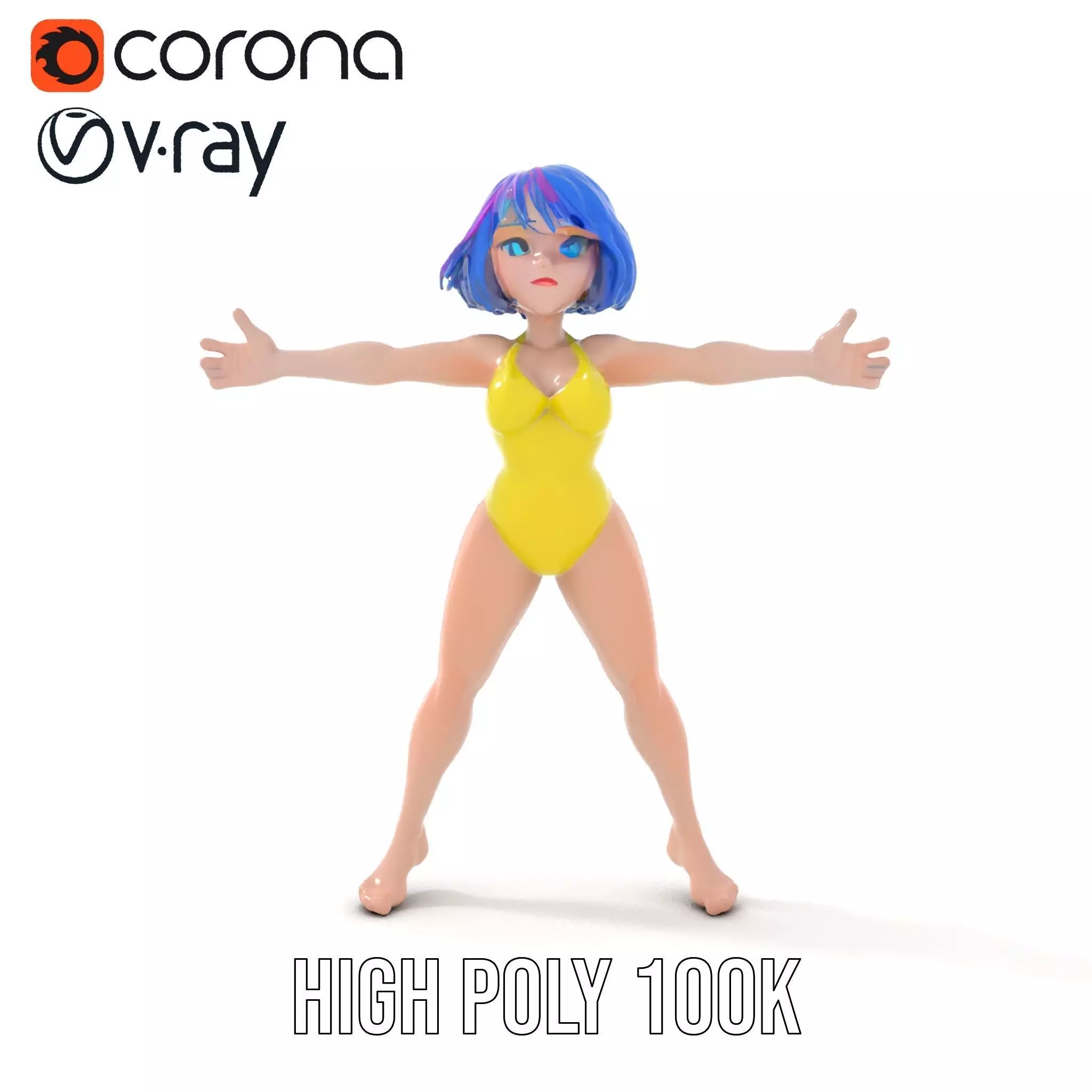 Vivid Anime Character model pack Low-poly 3D model_25