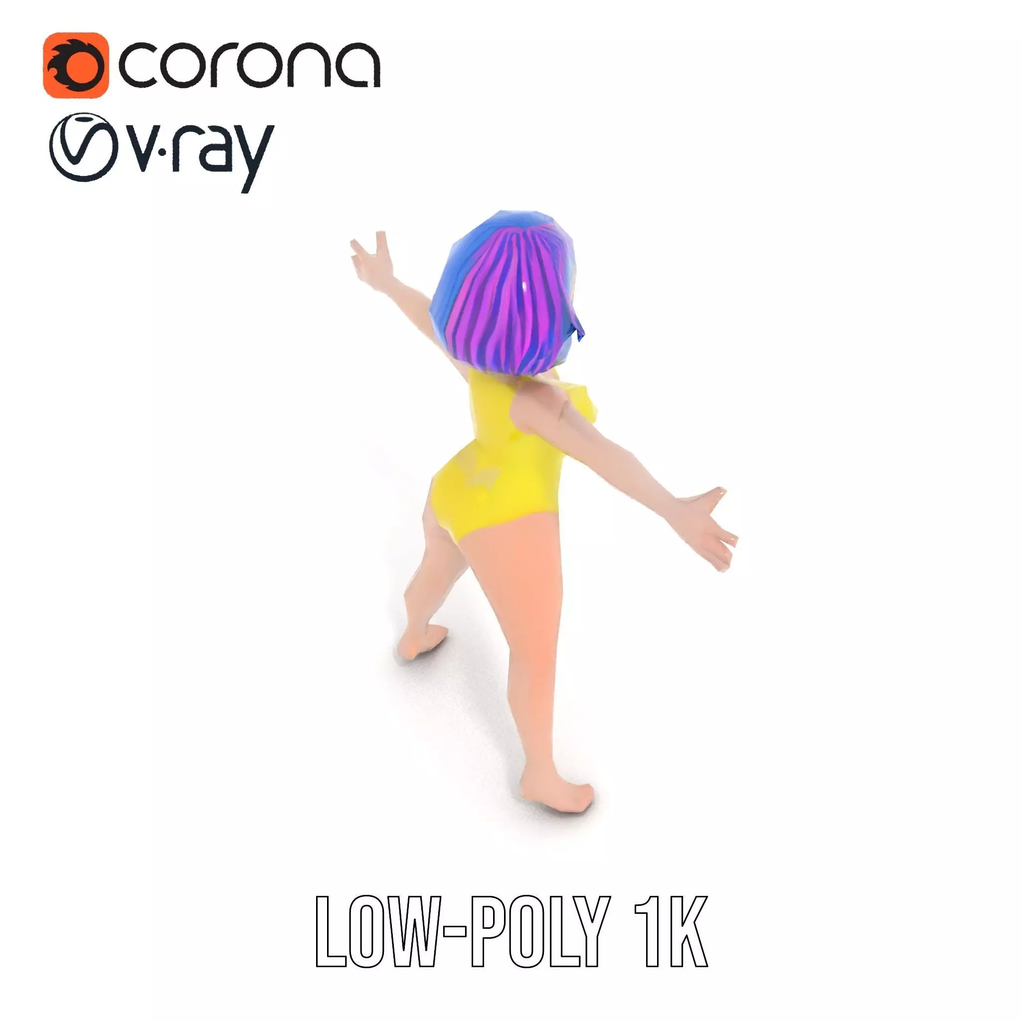 Vivid Anime Character model pack Low-poly 3D model_10