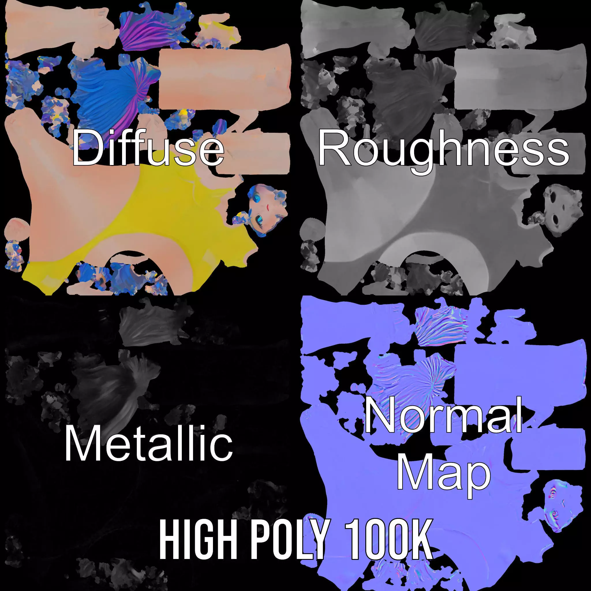 Vivid Anime Character model pack Low-poly 3D model_4