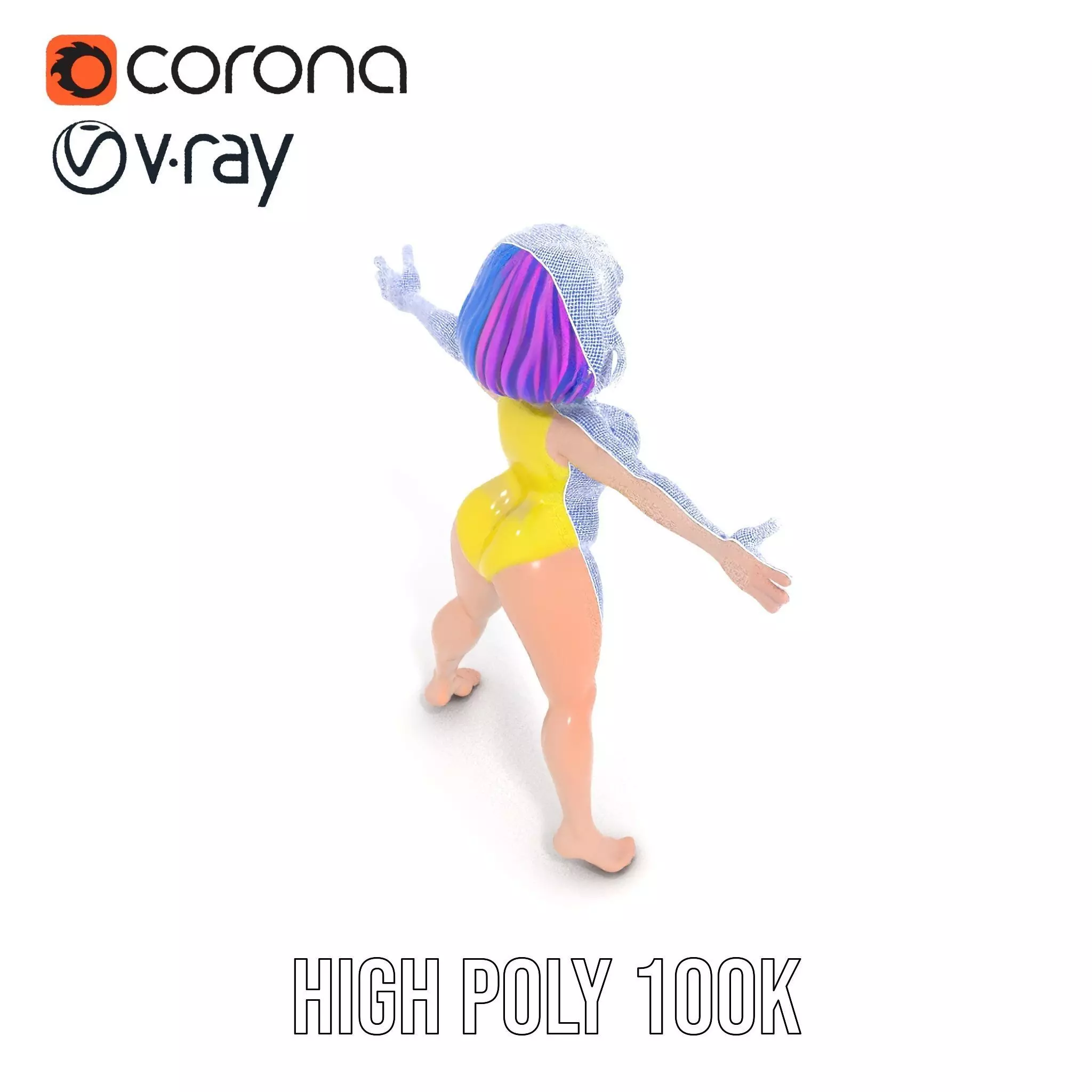 Vivid Anime Character model pack Low-poly 3D model_22