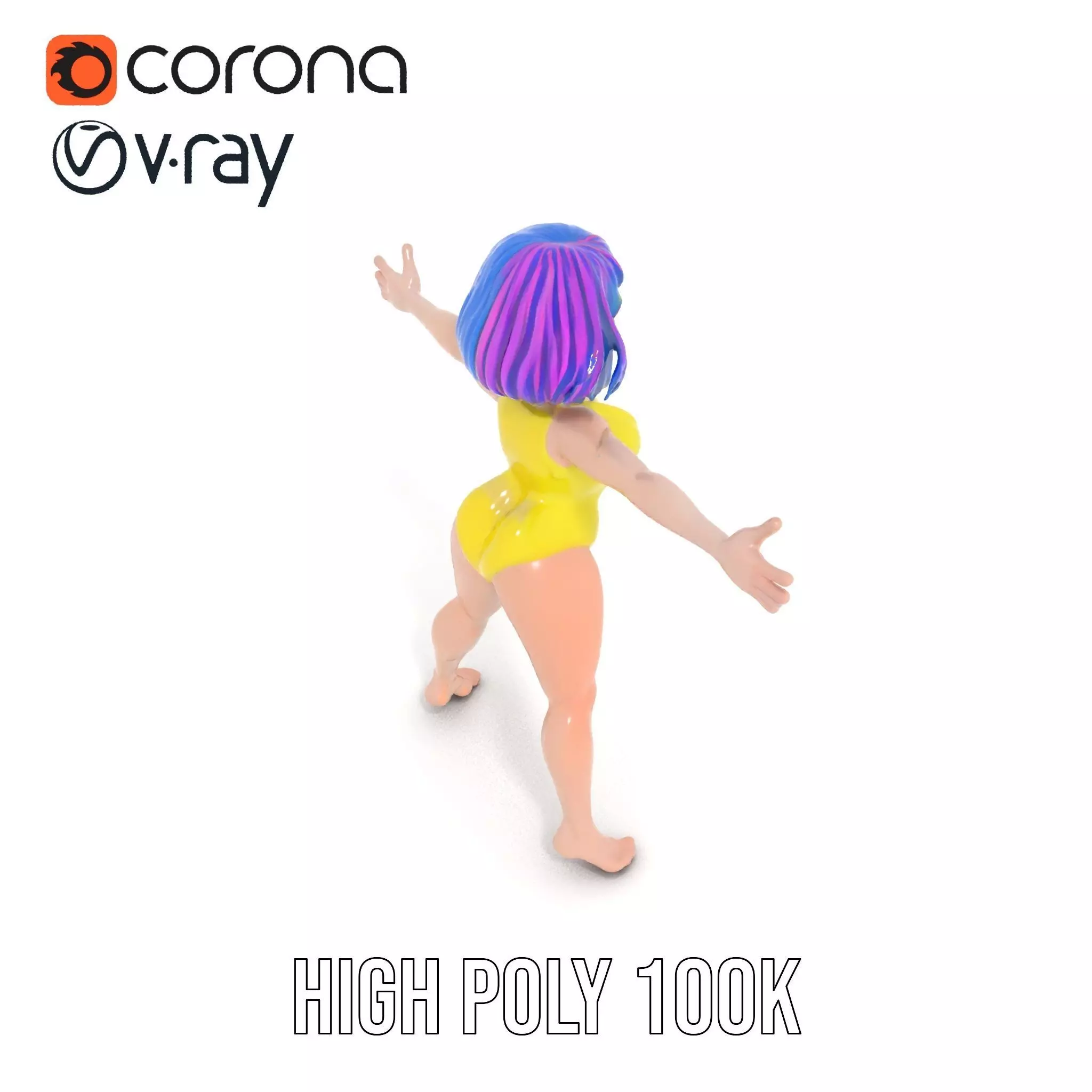 Vivid Anime Character model pack Low-poly 3D model_17