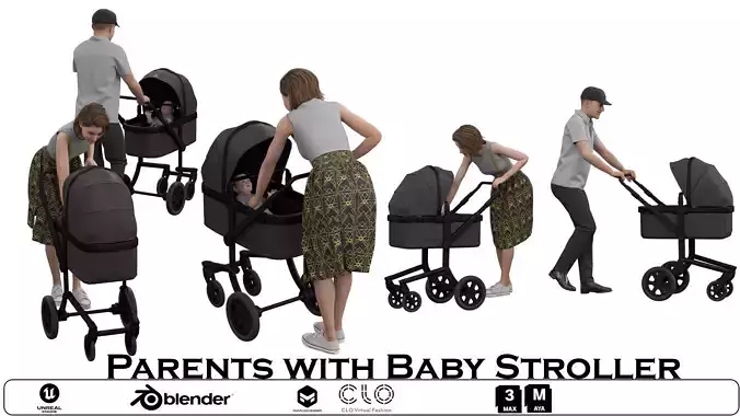 Parents with Baby Stroller 2