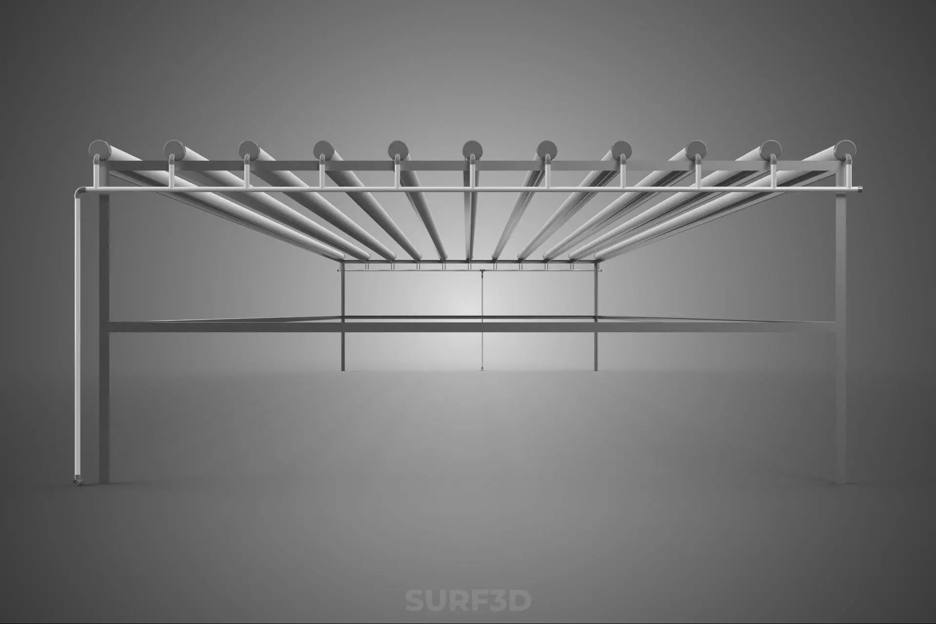 INDUSTRIAL SCALE HYDROPONIC RACK NFT SYSTEM ARRAY GARDEN FARMING 3D model_23
